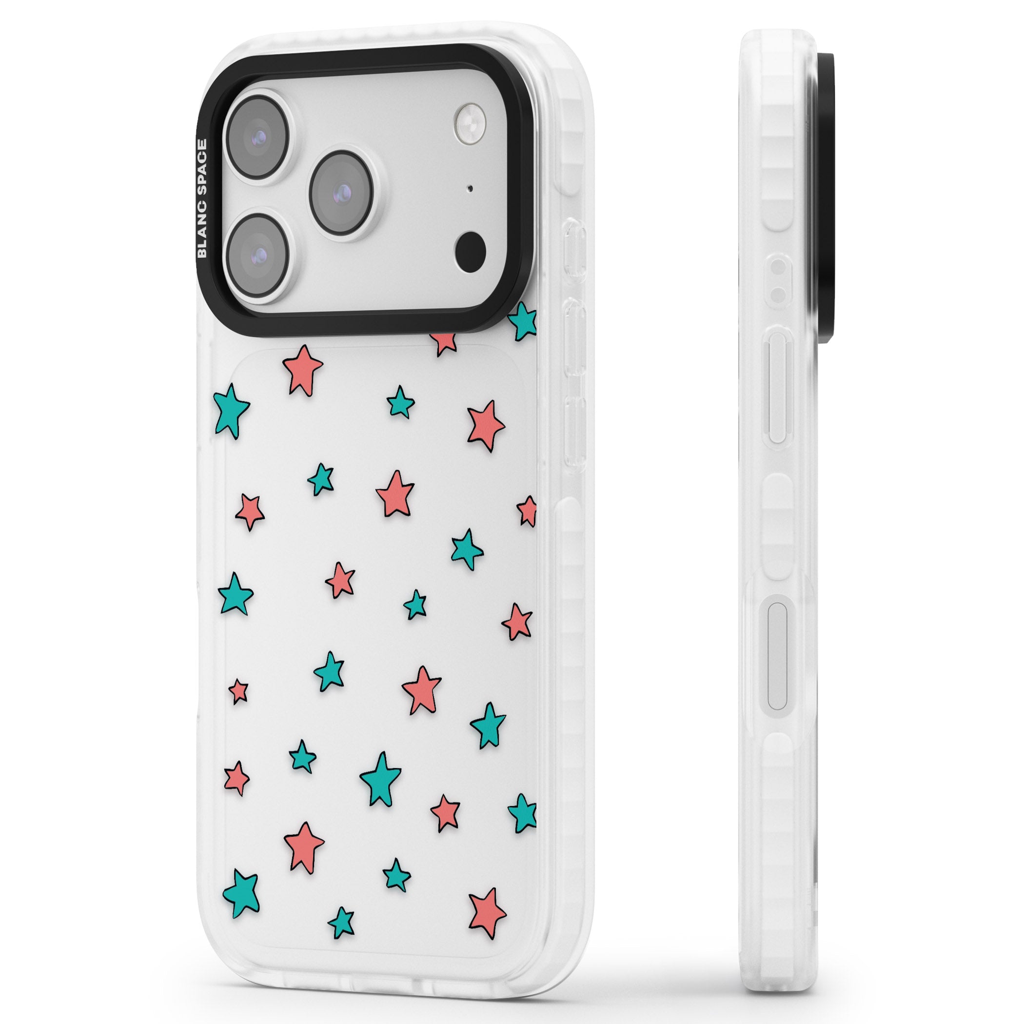 Heartstopper Stars Pattern iPhone 17 Pro Impact Clear Phone Case Side Profile