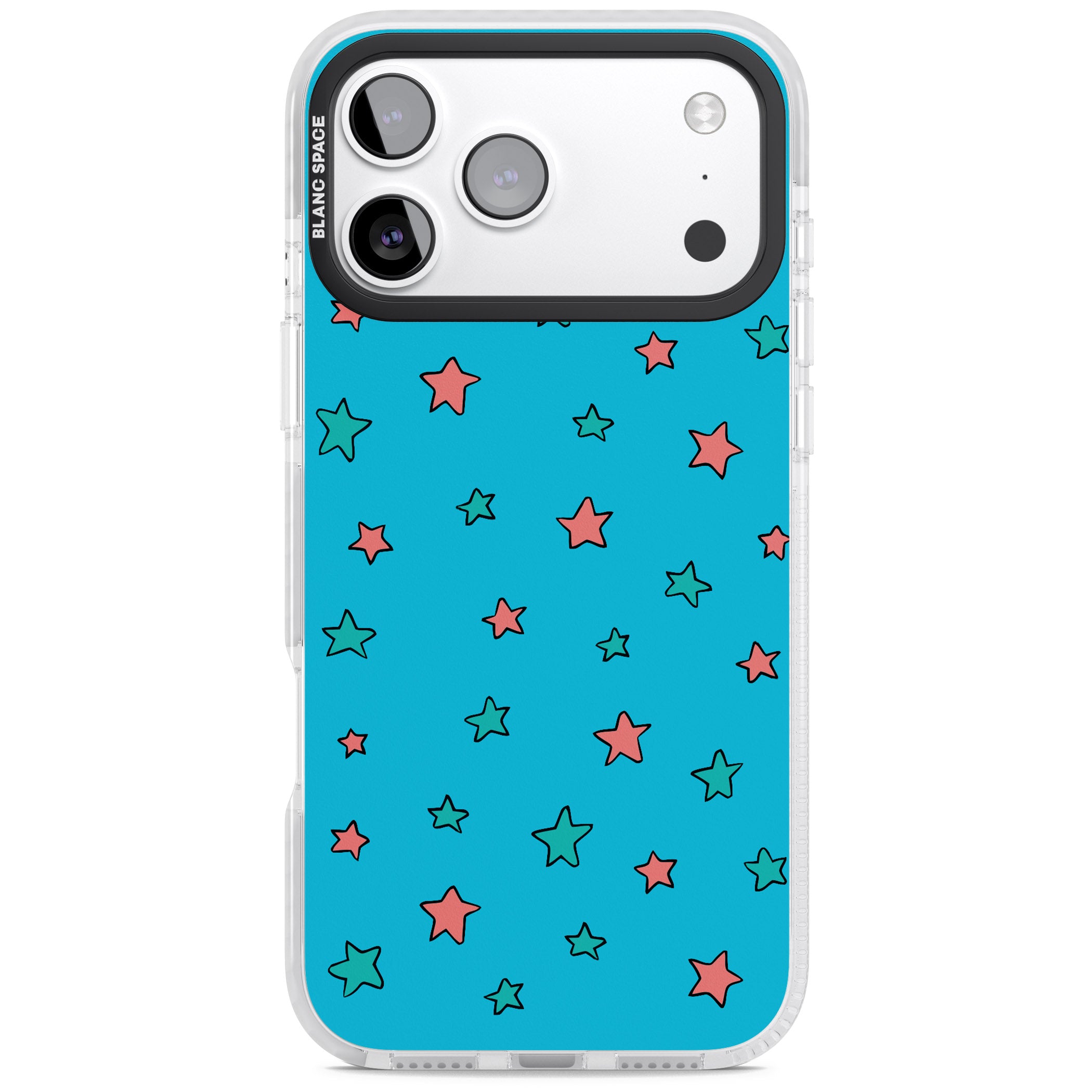 Blue Heartstopper Stars Pattern iPhone 17 Pro Impact Clear Phone Case
