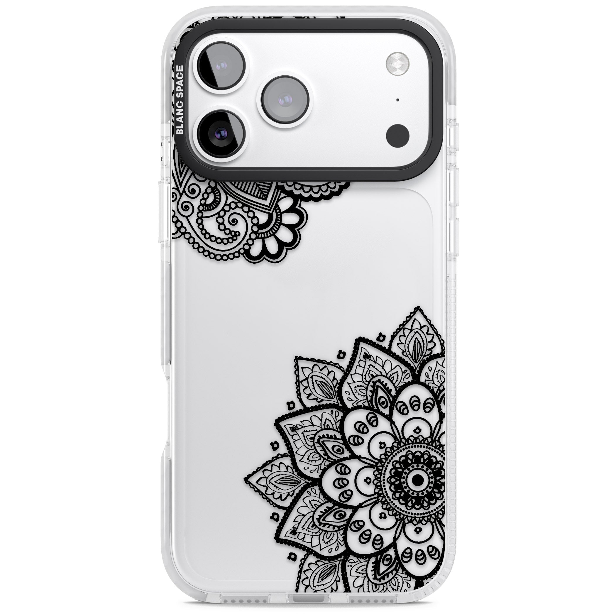 Black Henna Florals iPhone 17 Pro Max Impact Clear Phone Case