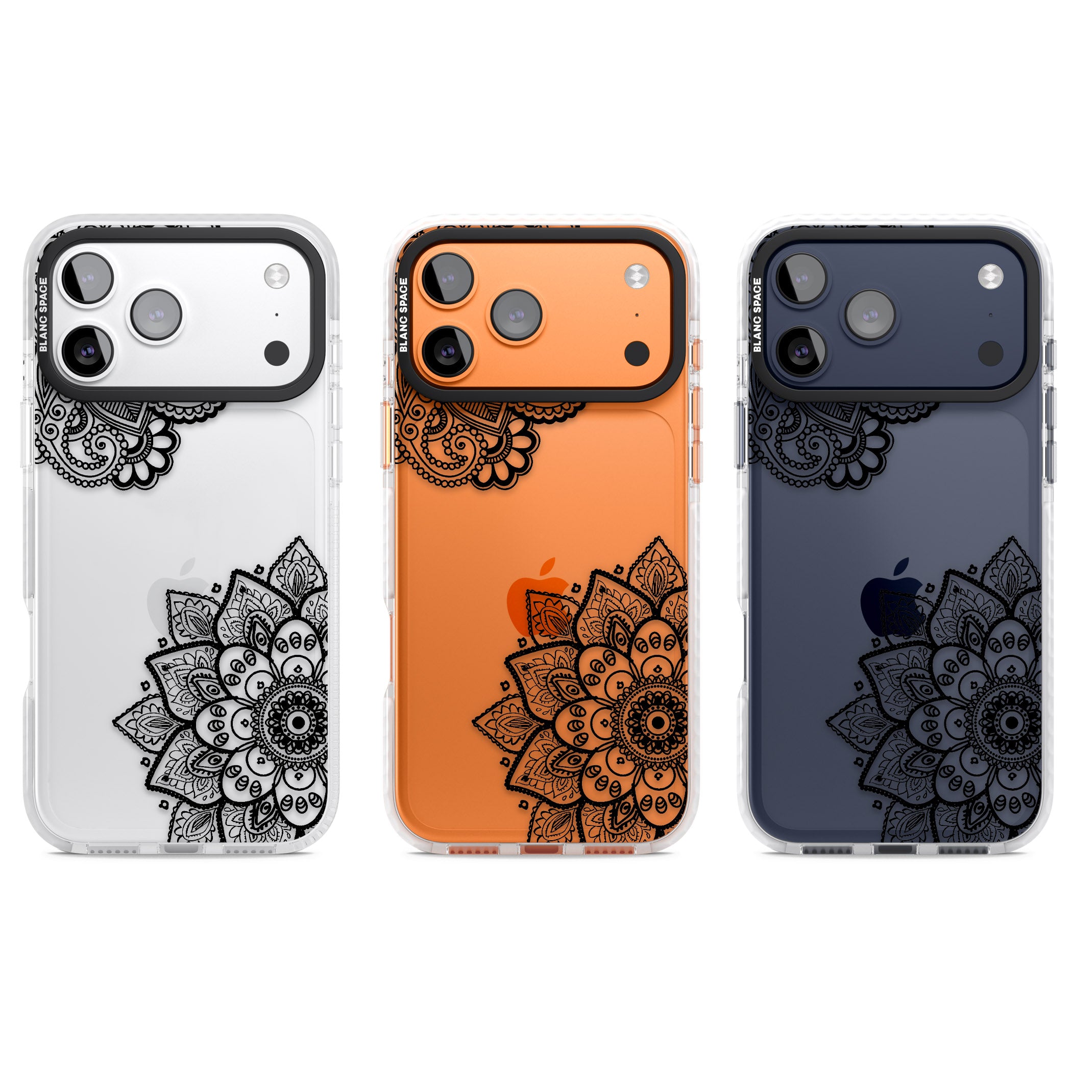 Black Henna Florals iPhone 17 Pro Impact Clear Phone Case APT Impact Protection