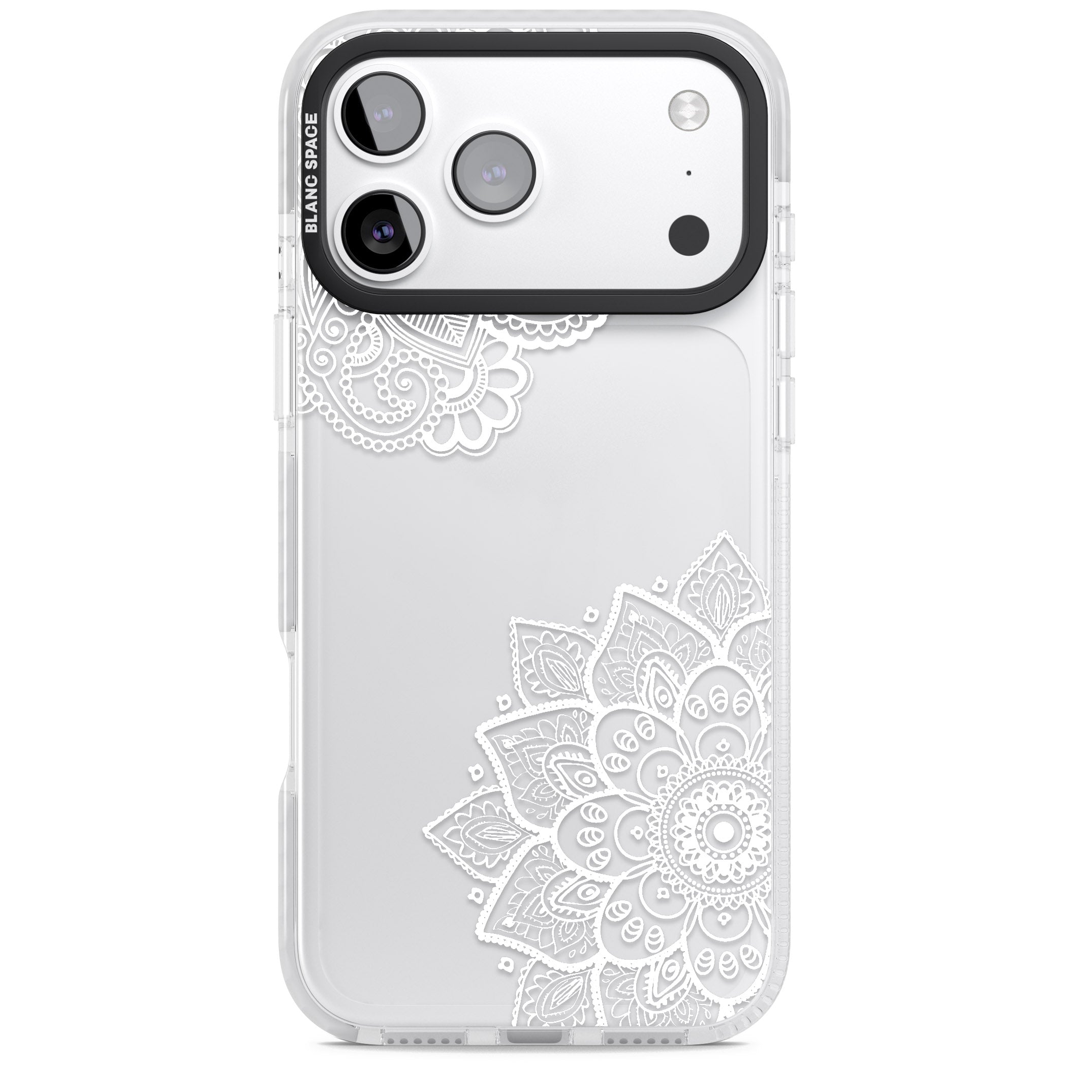 White Henna Florals iPhone 17 Pro Max Impact Clear Phone Case