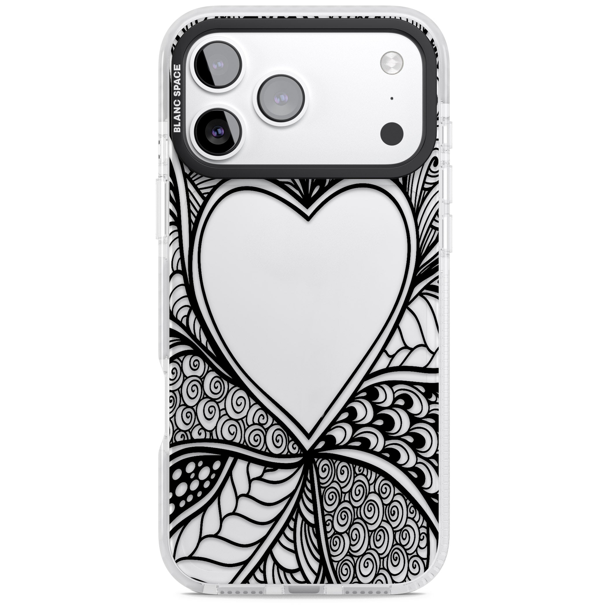 Black Henna Heart iPhone 17 Pro Max Impact Clear Phone Case