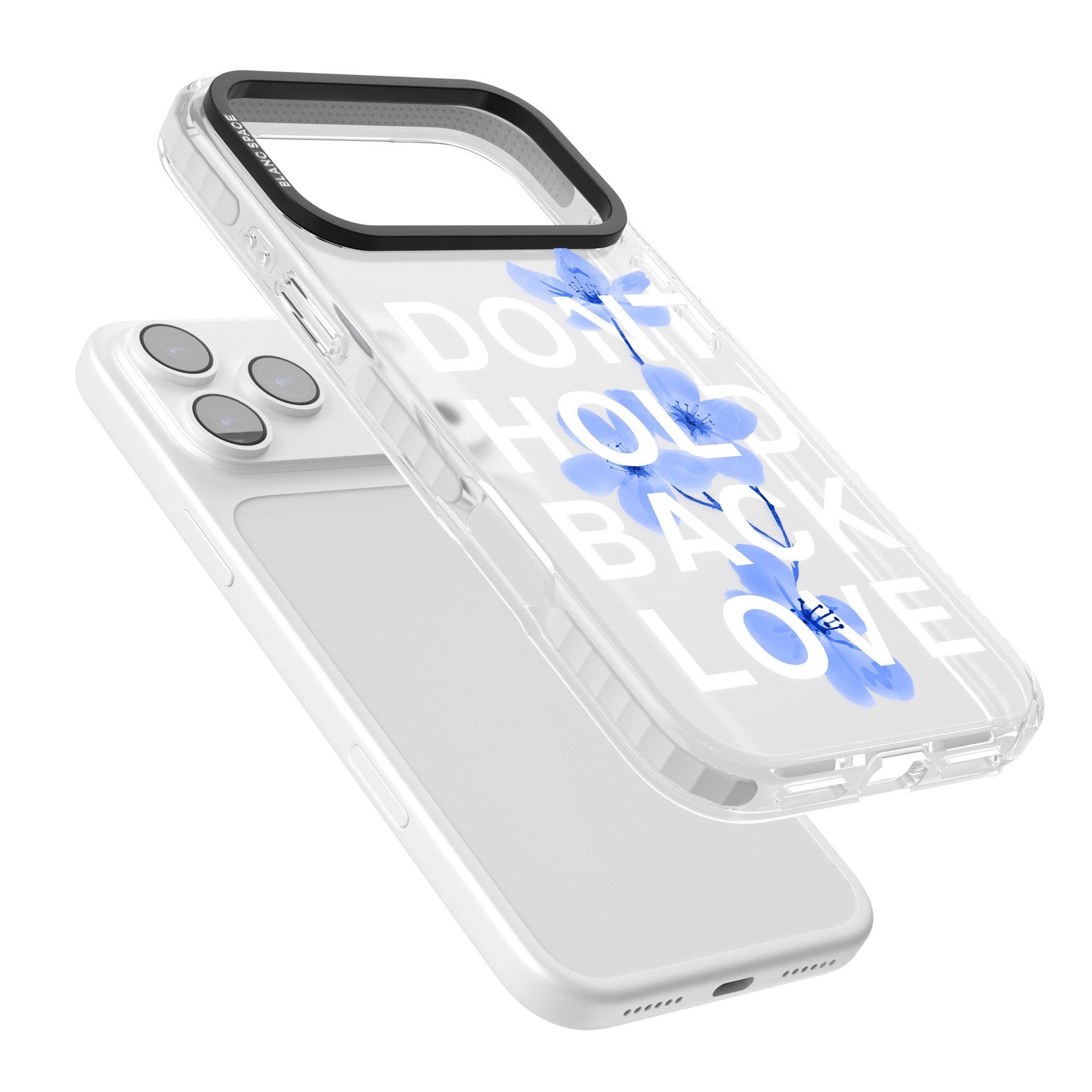Don'T Hold Back Love Blue & White iPhone 17 Pro Max Impact Clear Phone Case Colours