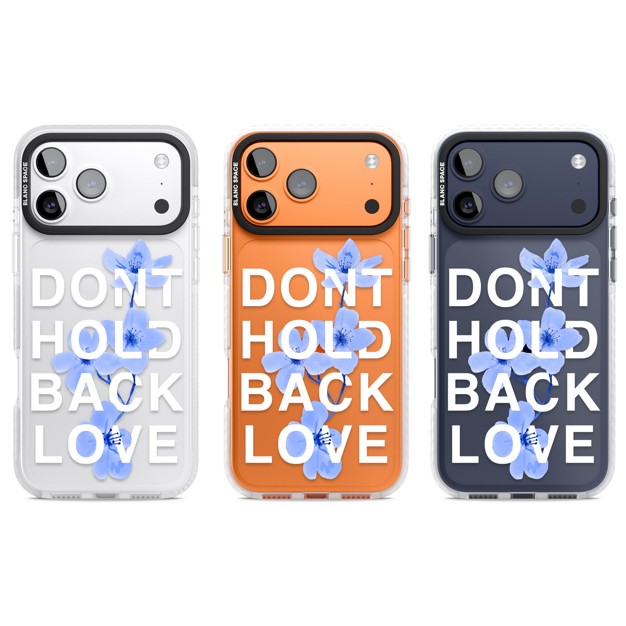 Don'T Hold Back Love Blue & White iPhone 17 Pro Impact Clear Phone Case APT Impact Protection