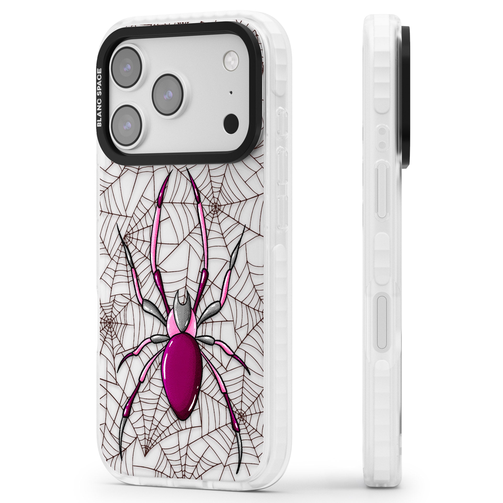 Arachnophobia iPhone 17 Pro Max Impact Clear Phone Case Side Profile