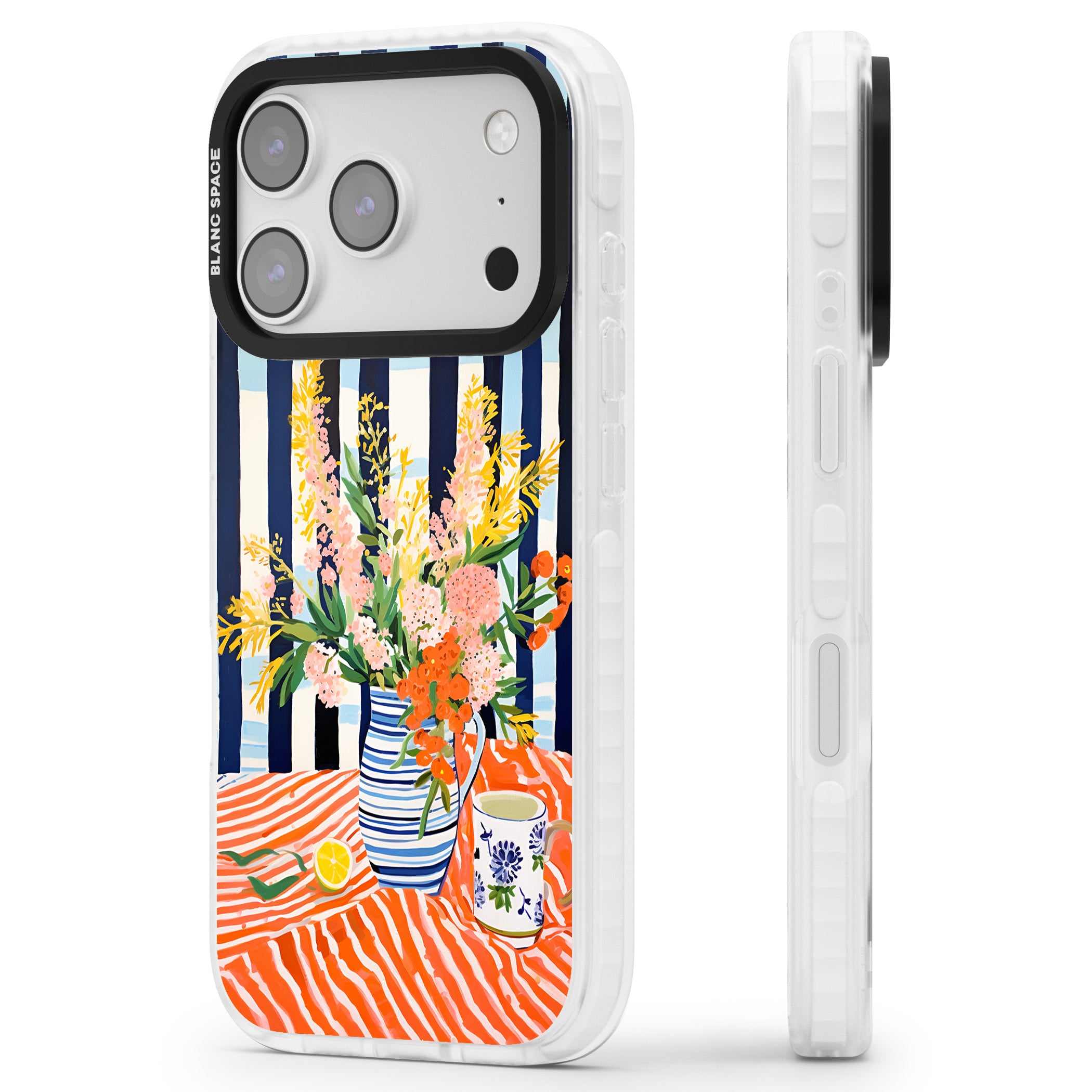Seaside Flowers iPhone 17 Pro Max Impact Clear Phone Case Side Profile
