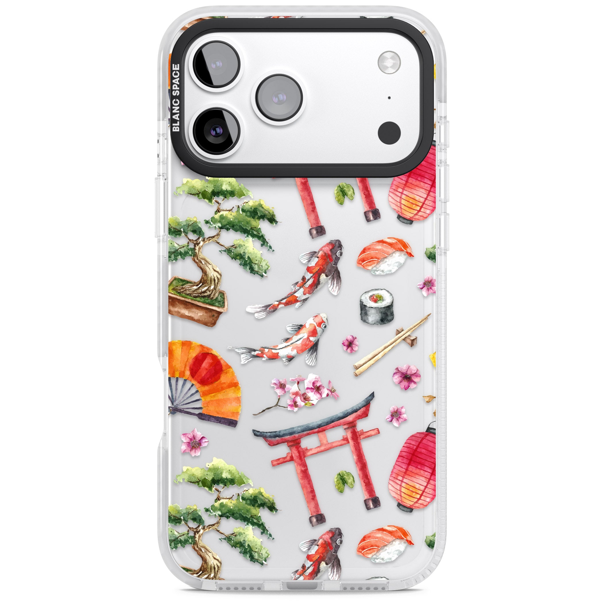 Japanese Watercolor iPhone 17 Pro Max Impact Clear Phone Case