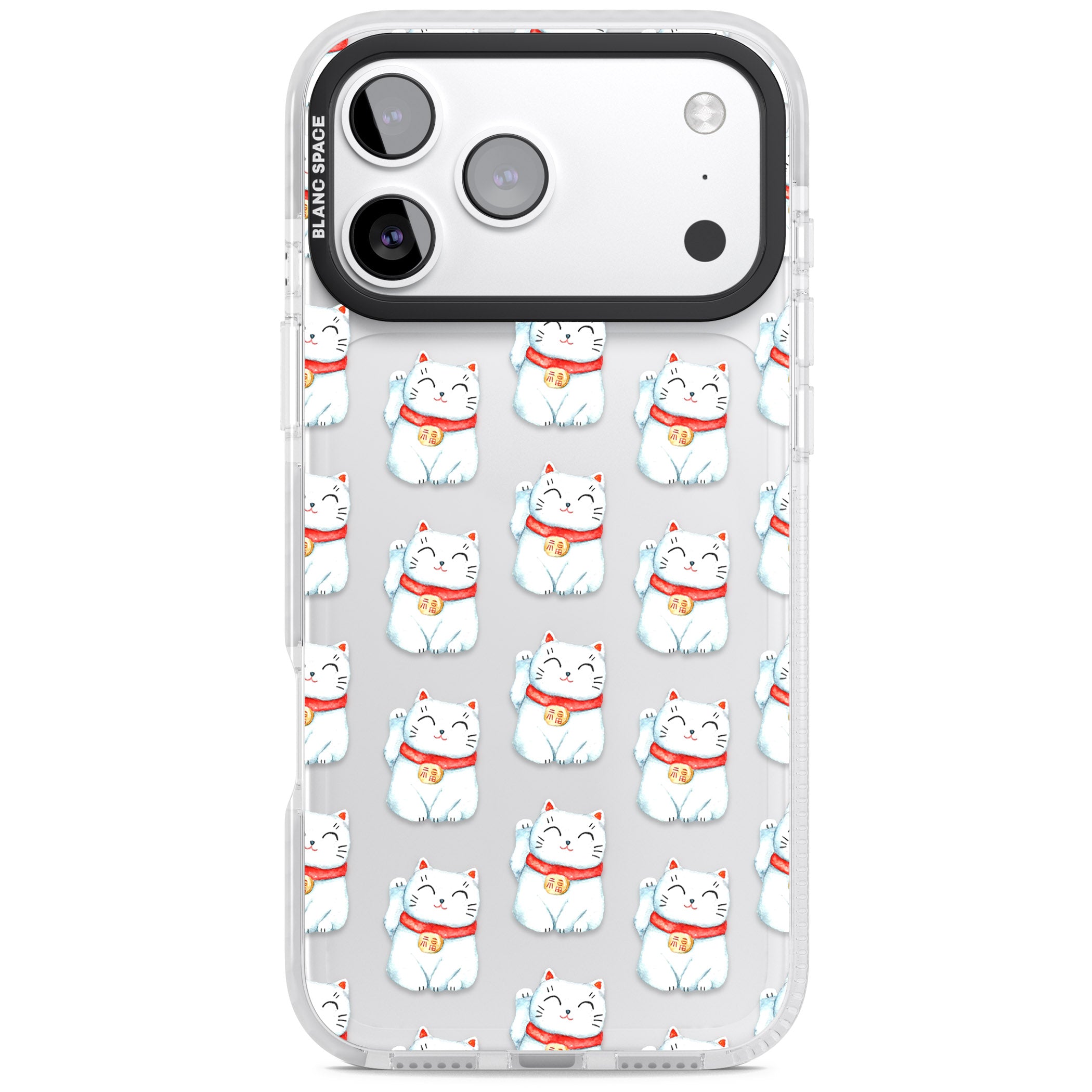 Lucky Cat Pattern iPhone 17 Pro Max Impact Clear Phone Case