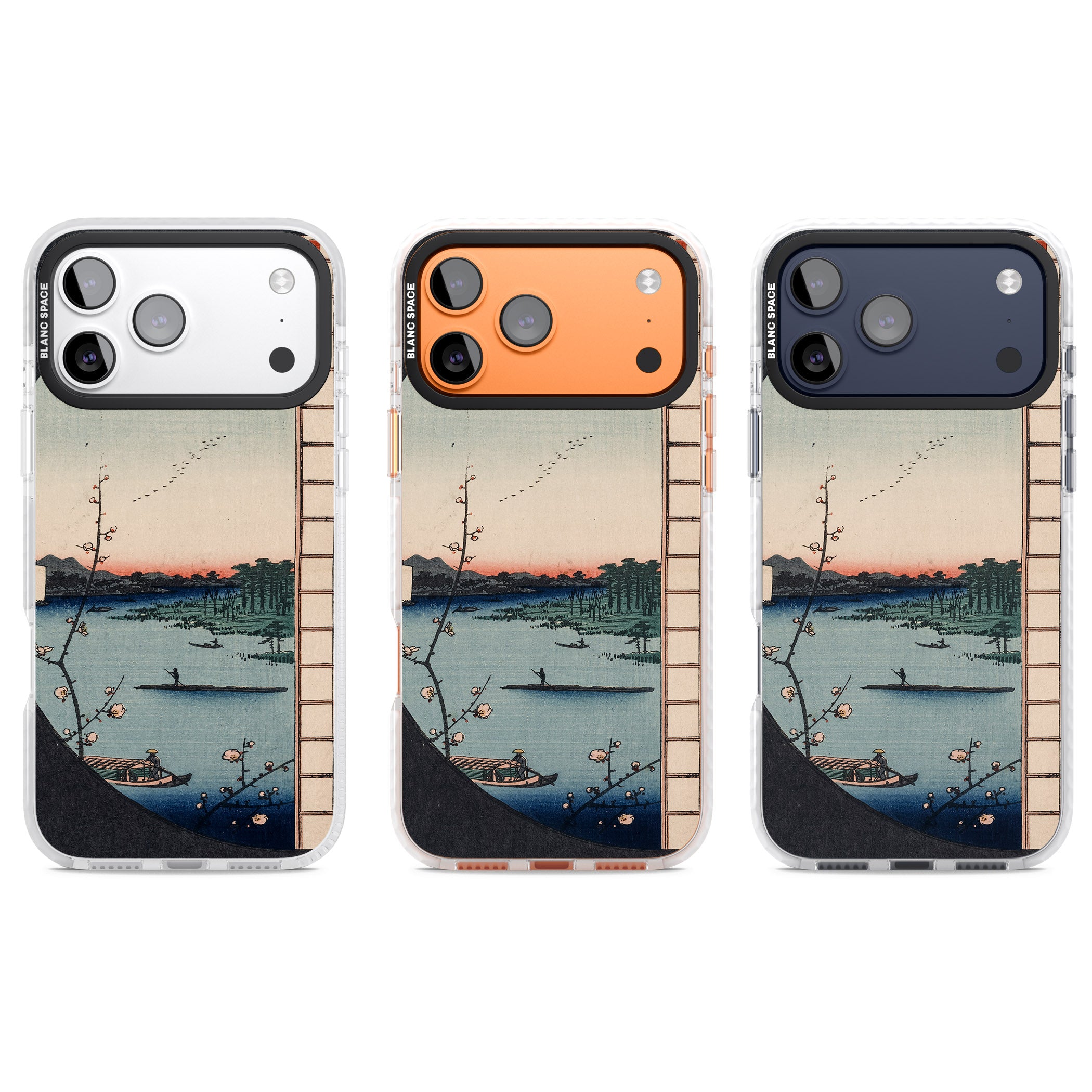 Vintage Japanese Illustrations Lake At Sunset iPhone 17 Pro Impact Clear Phone Case APT Impact Protection