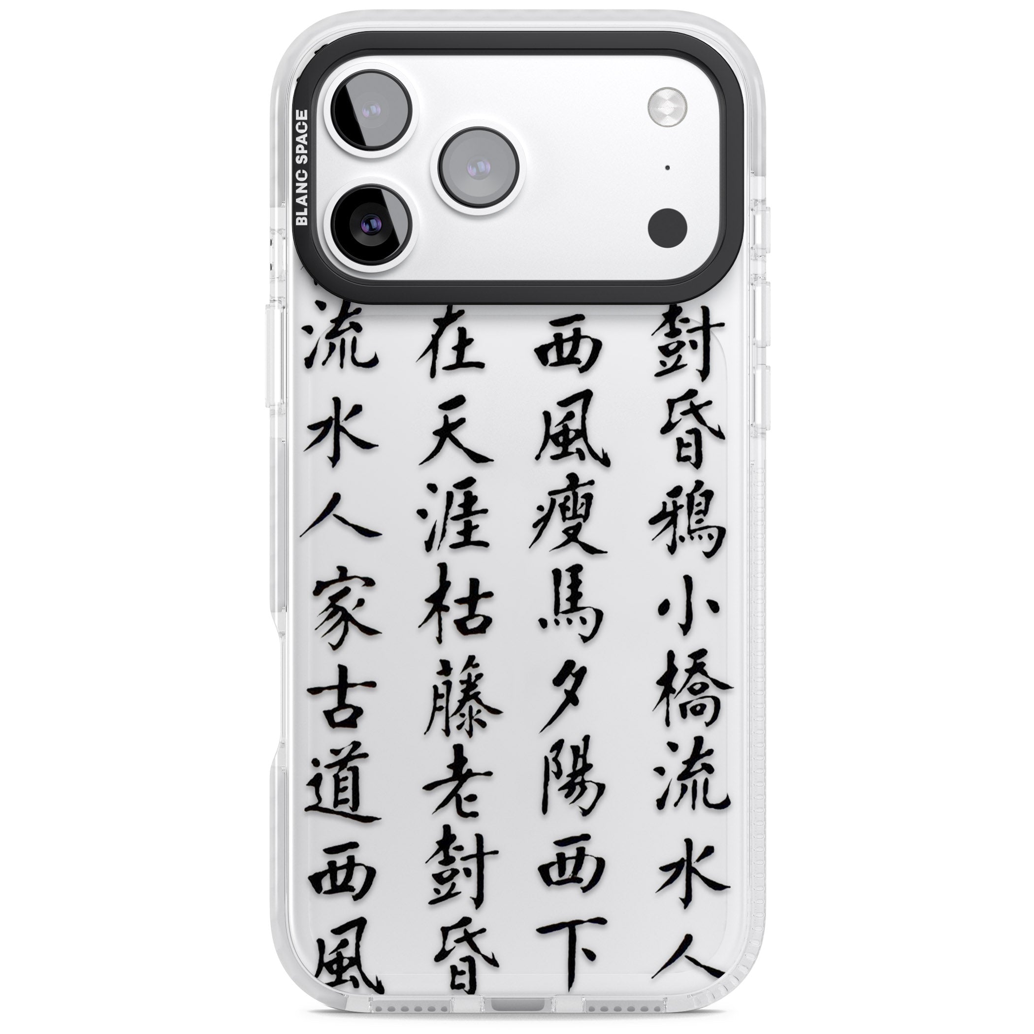 Black Japanese Kanji Script iPhone 17 Pro Max Impact Clear Phone Case
