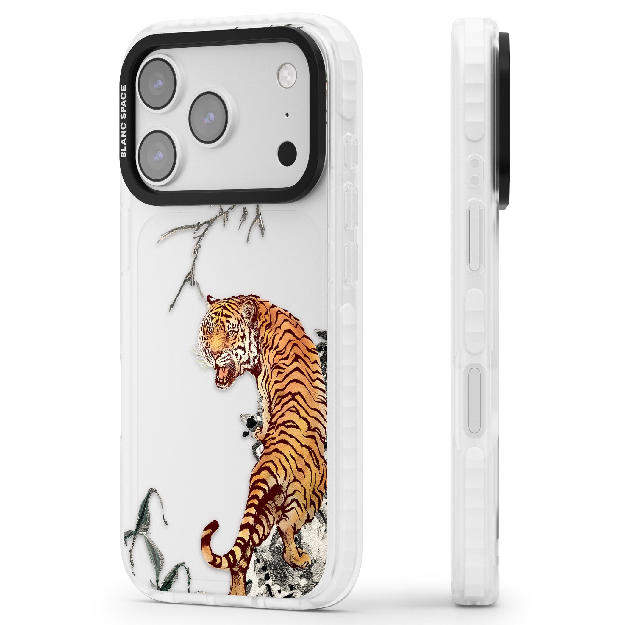 Roaring Tiger iPhone 17 Pro Max Impact Clear Phone Case Side Profile