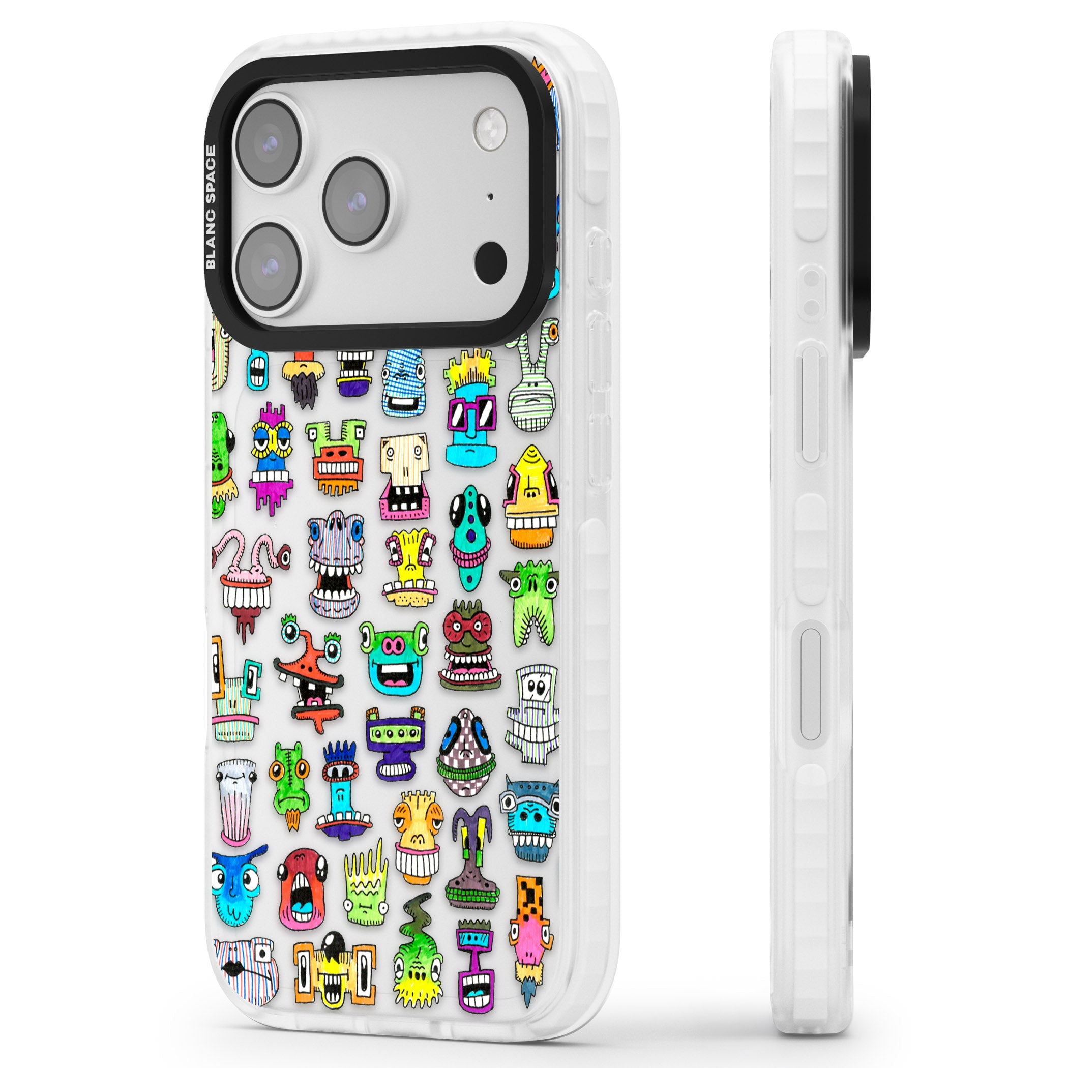 Familiar Faces iPhone 17 Pro Max Impact Clear Phone Case Side Profile