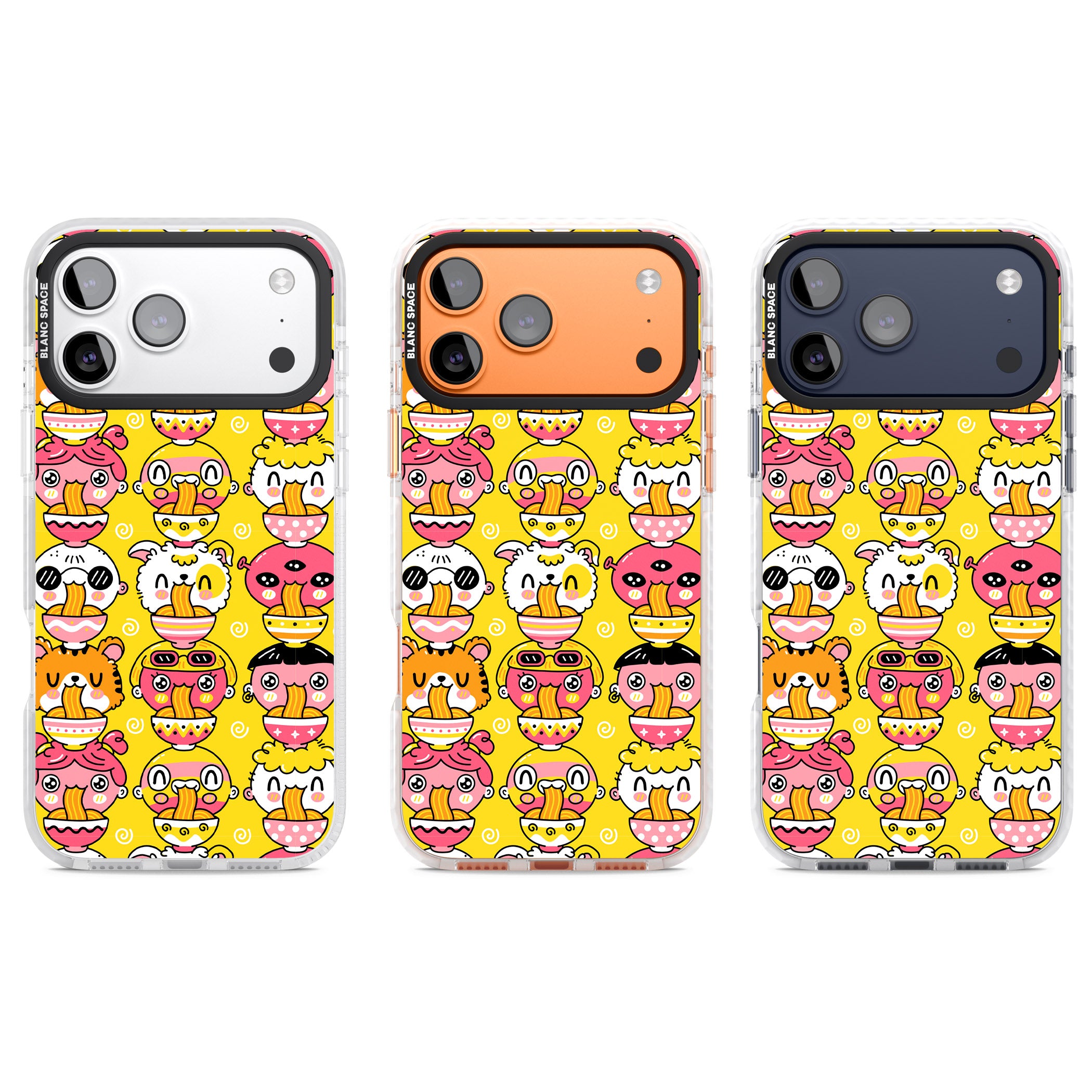 Ramen Noodle Kawaii Pattern iPhone 17 Pro Impact Clear Phone Case APT Impact Protection