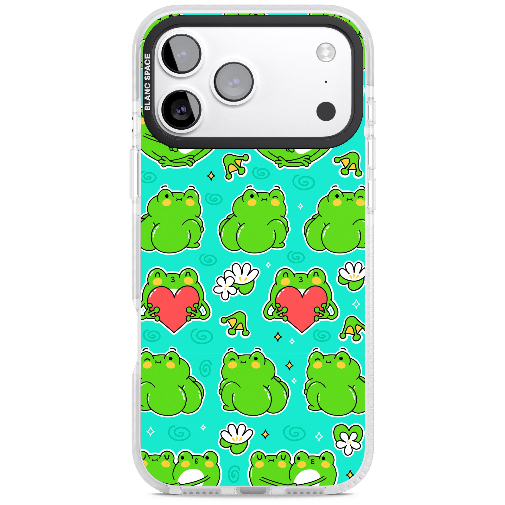 Frog Booty Kawaii Pattern iPhone 17 Pro Max Impact Clear Phone Case