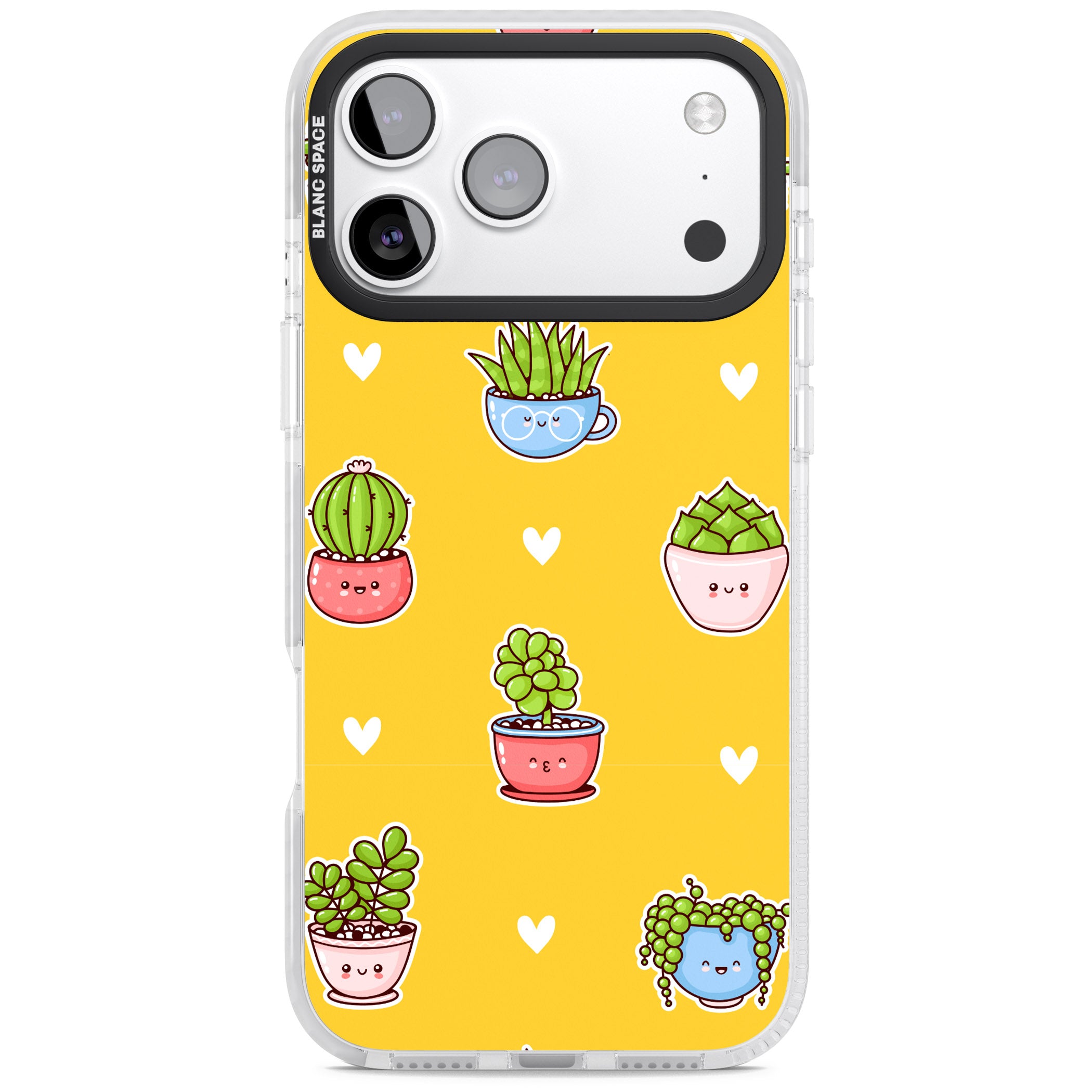 Plant Faces Kawaii Pattern iPhone 17 Pro Max Impact Clear Phone Case