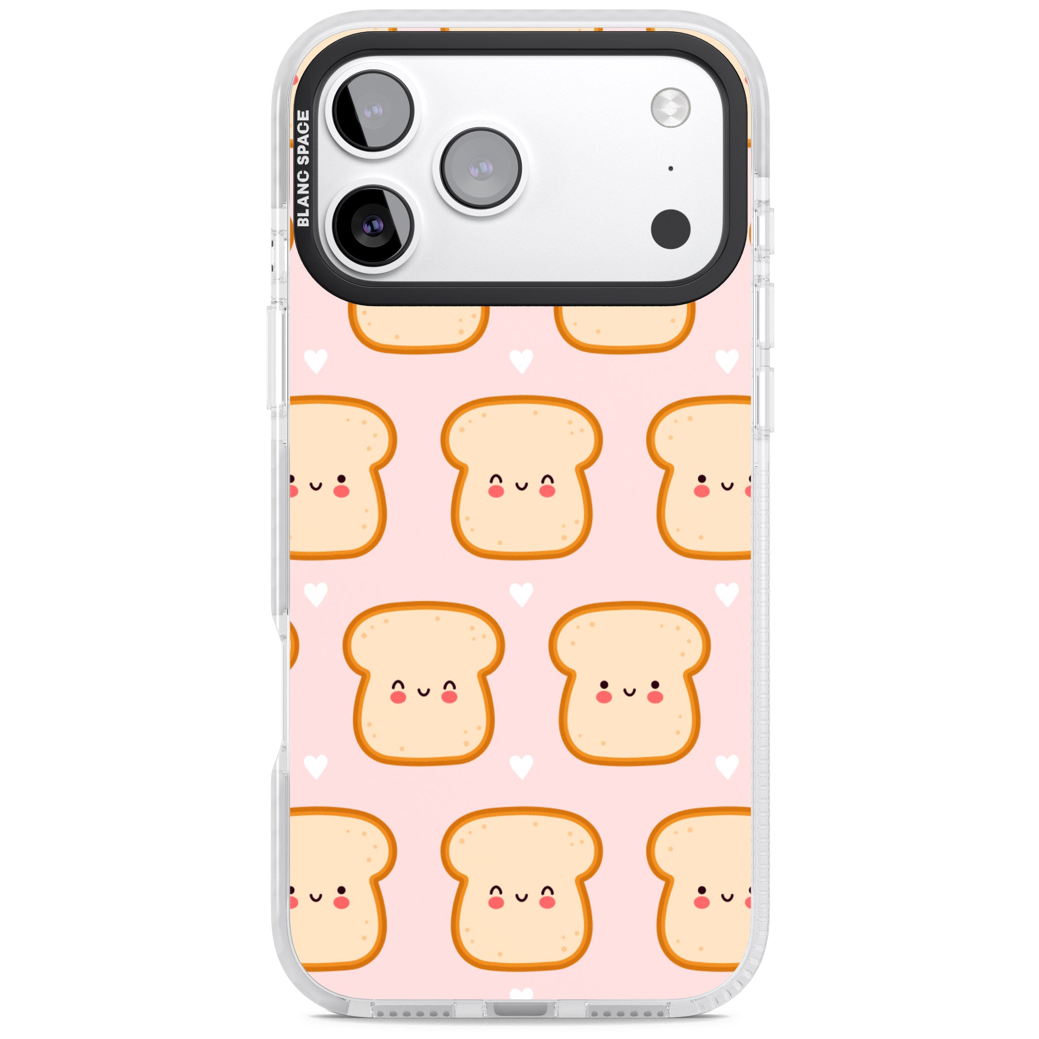 Bread Faces Kawaii Pattern iPhone 17 Pro Max Impact Clear Phone Case