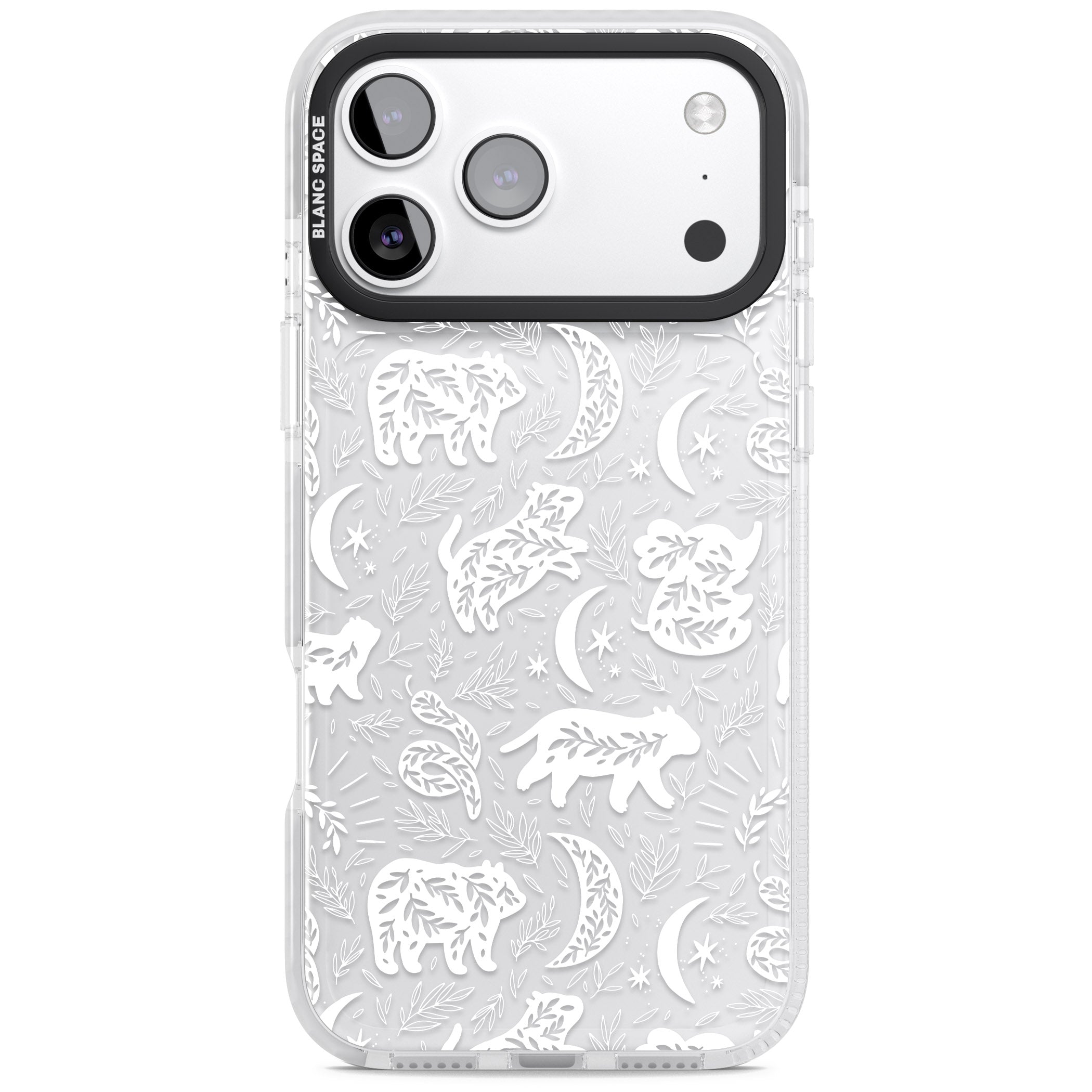Forest Animal Silhouettes: White/Clear iPhone 17 Pro Max Impact Clear Phone Case