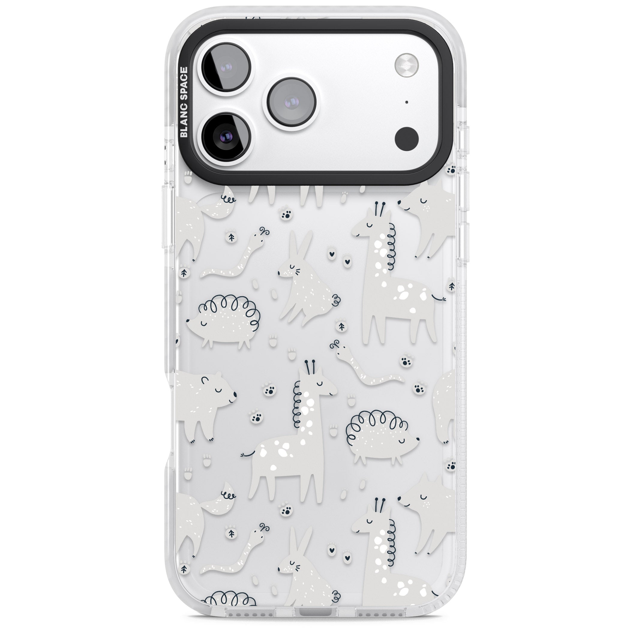 Monochrome Animal Party iPhone 17 Pro Max Impact Clear Phone Case