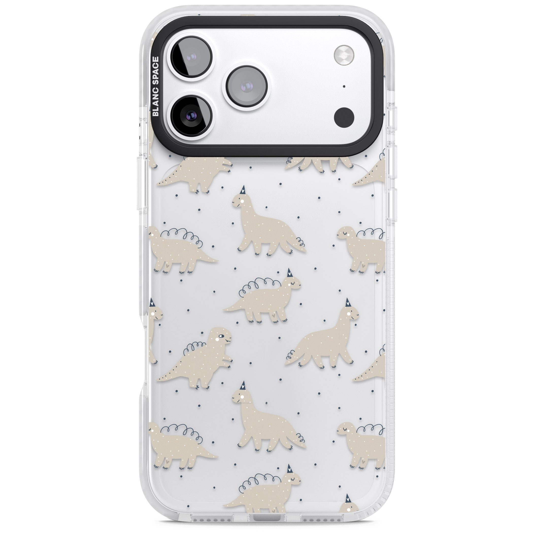 Adorable Dino Pattern iPhone 17 Pro Max Impact Clear Phone Case