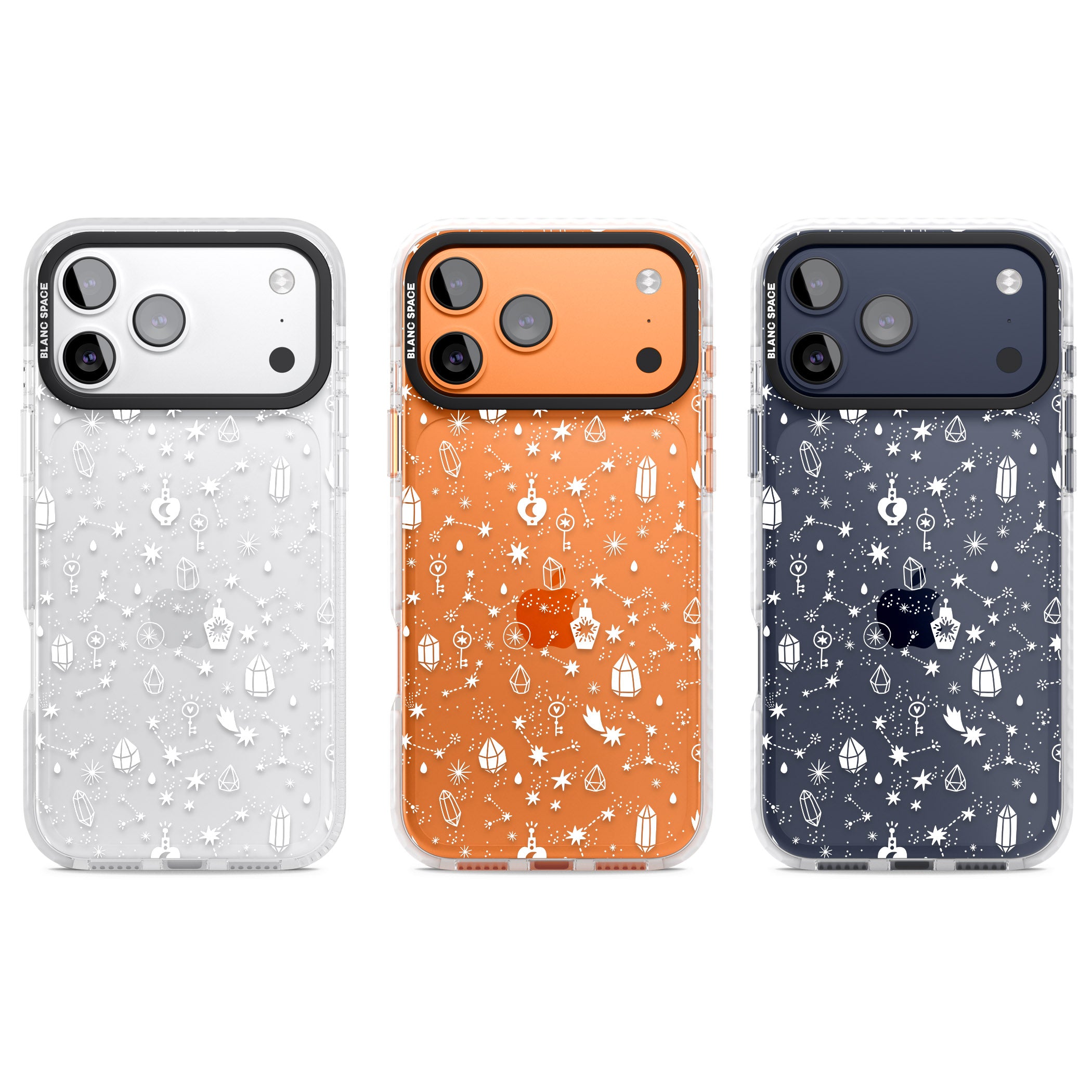 White Cosmic Crystal iPhone 17 Pro Impact Clear Phone Case APT Impact Protection