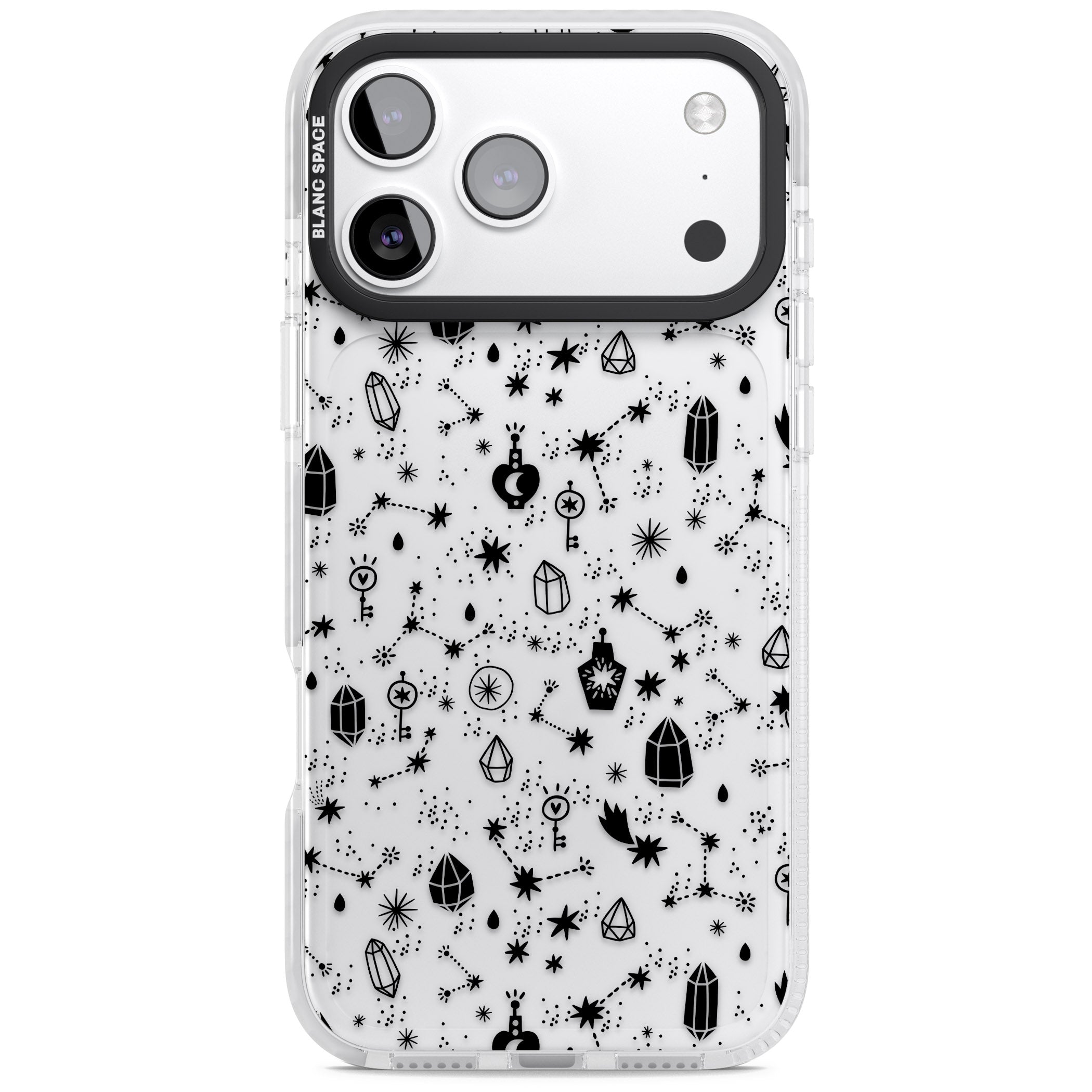 Black Cosmic Crystal iPhone 17 Pro Max Impact Clear Phone Case