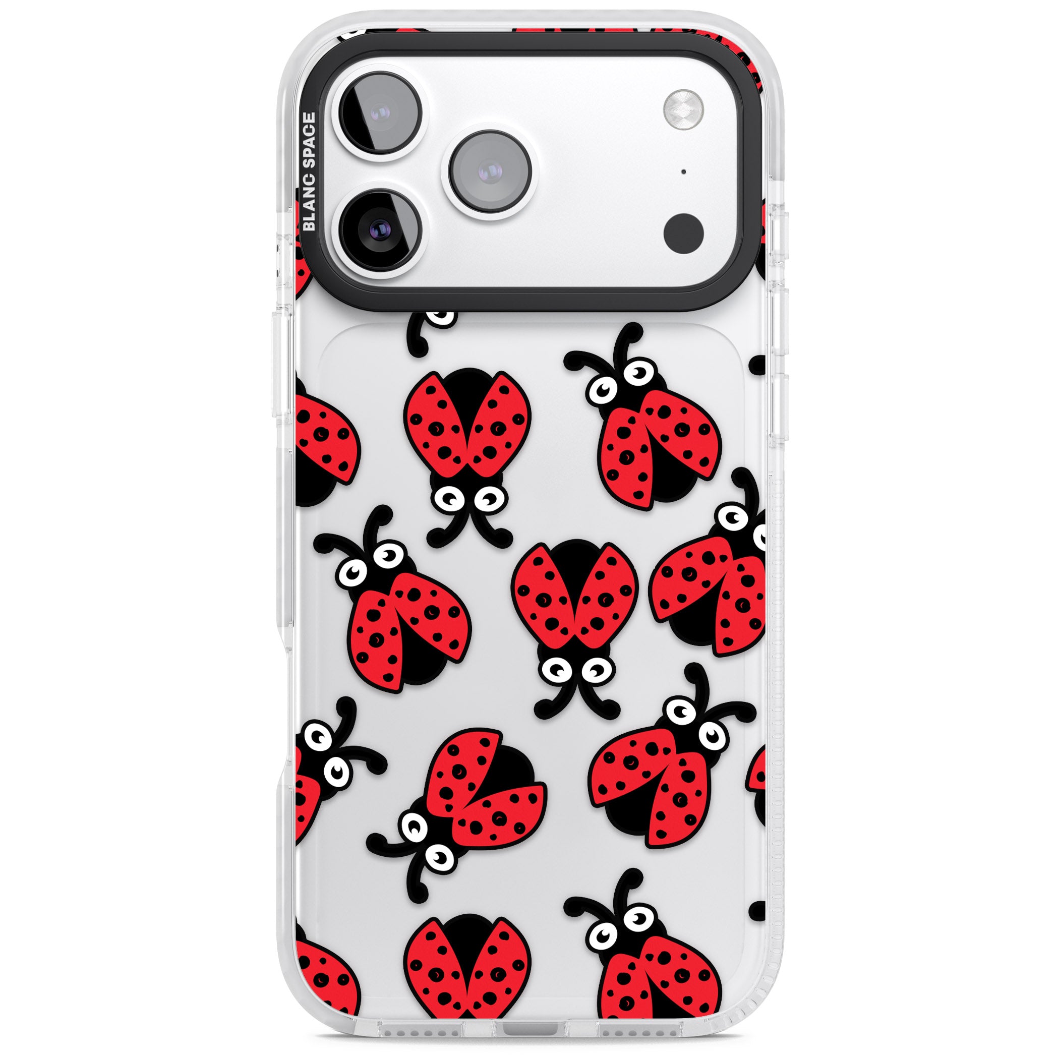 Ladybug Pattern iPhone 17 Pro Max Impact Clear Phone Case