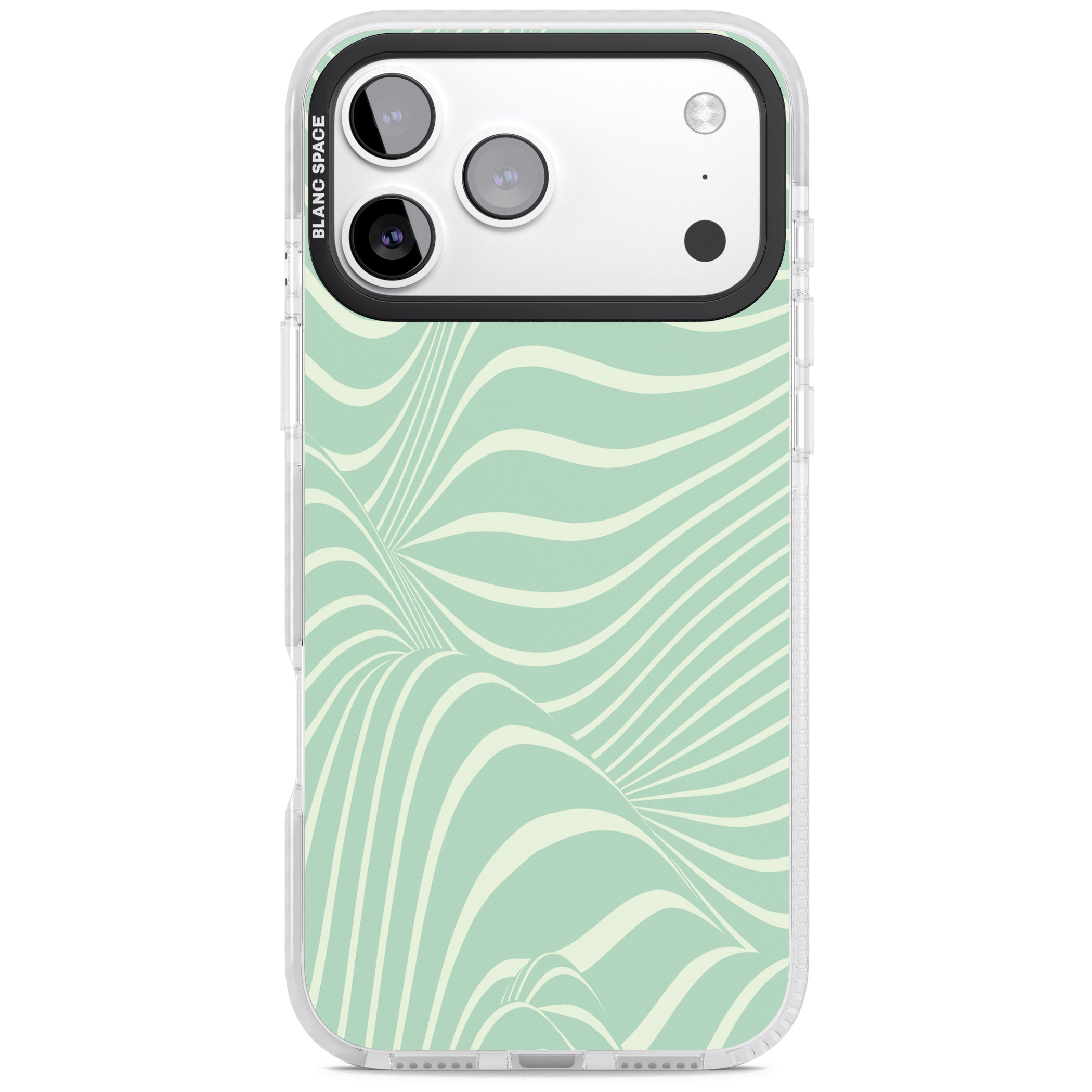 Mint Green Distorted Line iPhone 17 Pro Max Impact Clear Phone Case