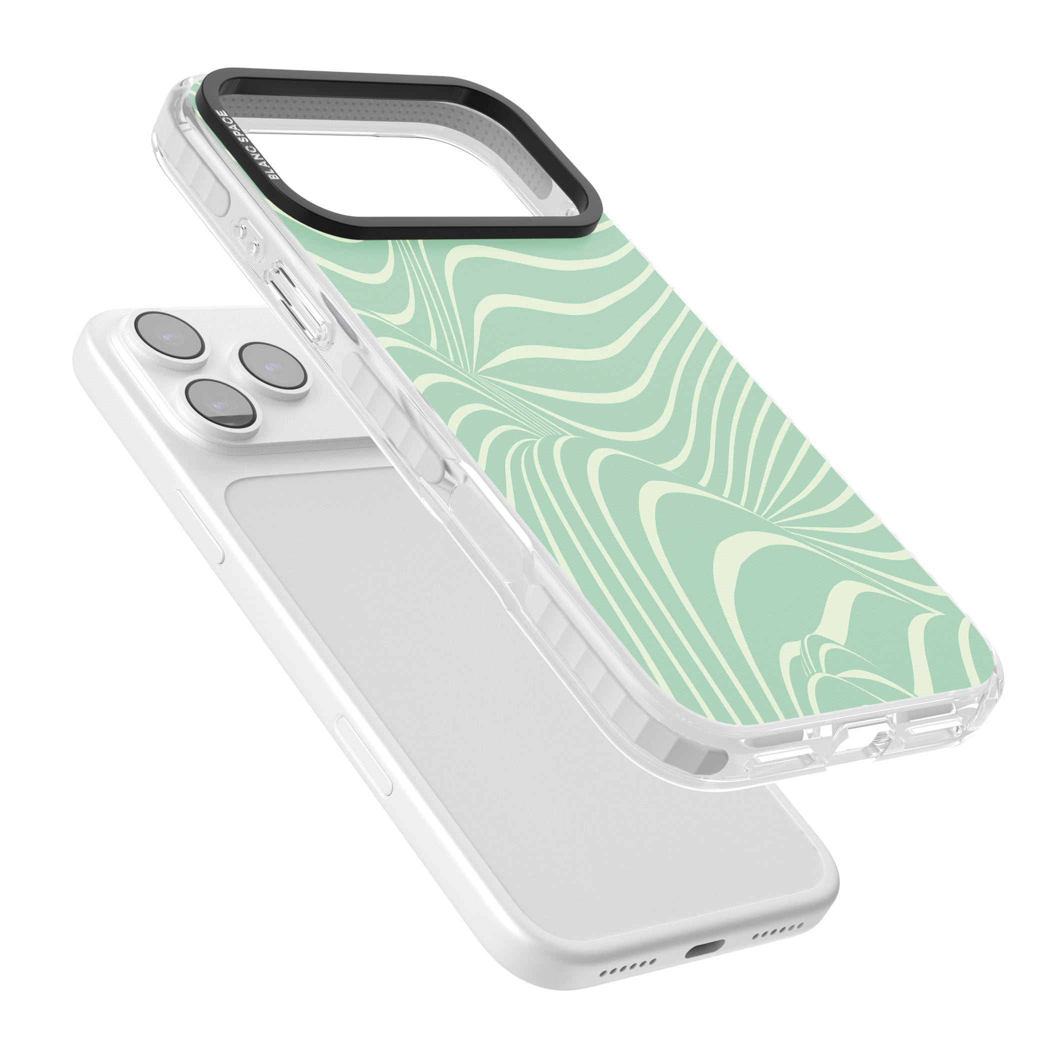 Mint Green Distorted Line iPhone 17 Pro Max Impact Clear Phone Case Colours