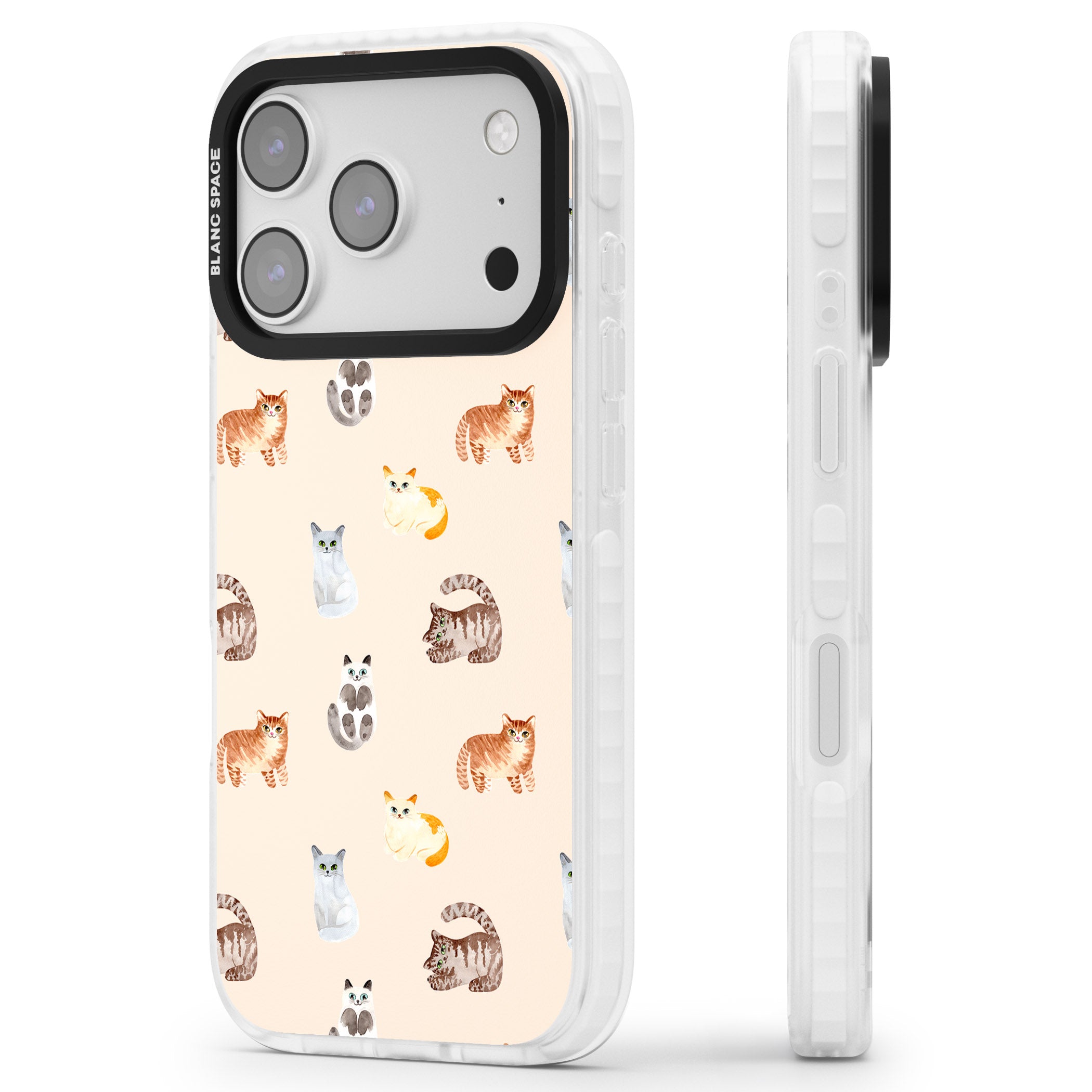 Cute Cat Parade iPhone 17 Pro Max Impact Clear Phone Case Side Profile