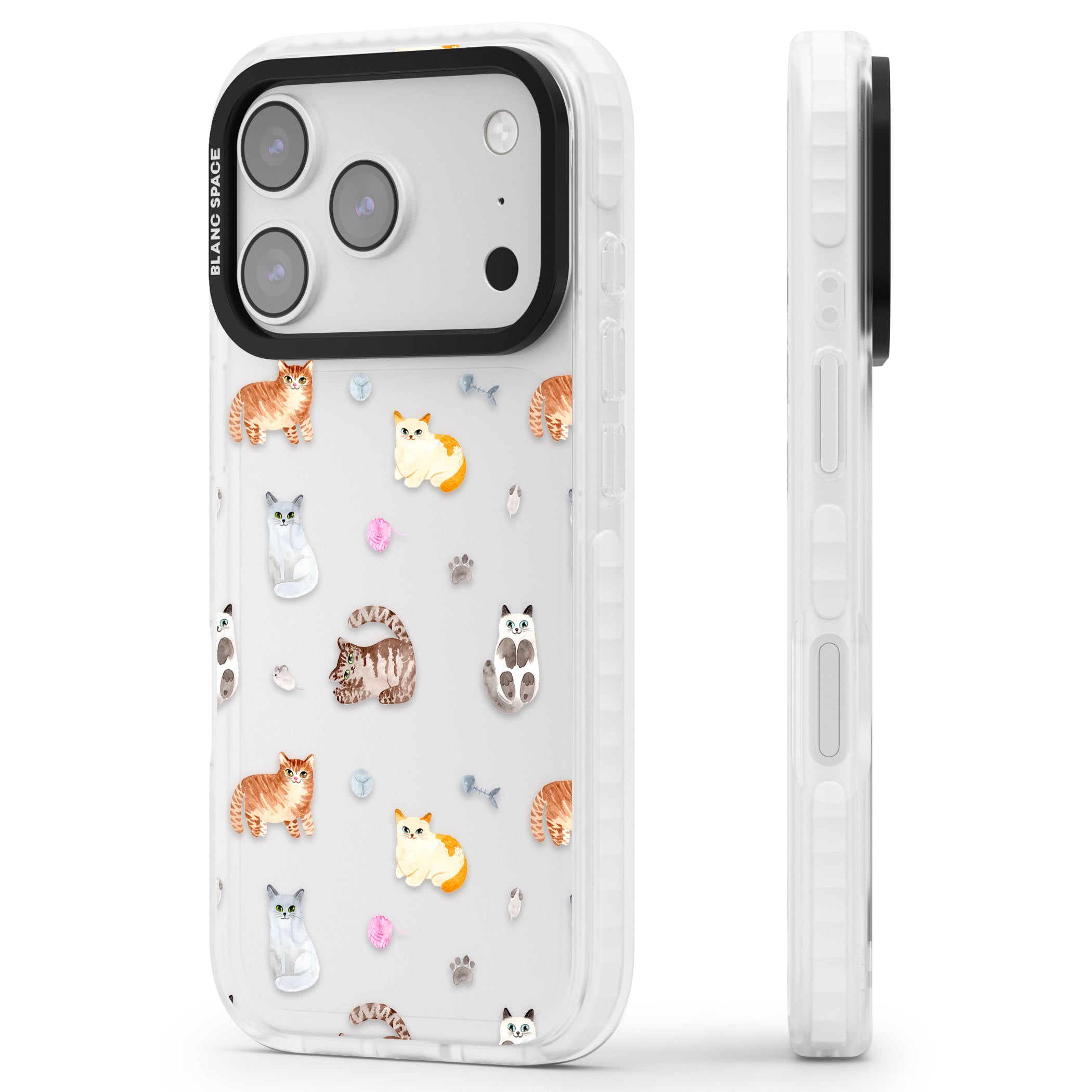 Playful Cats iPhone 17 Pro Max Impact Clear Phone Case Side Profile