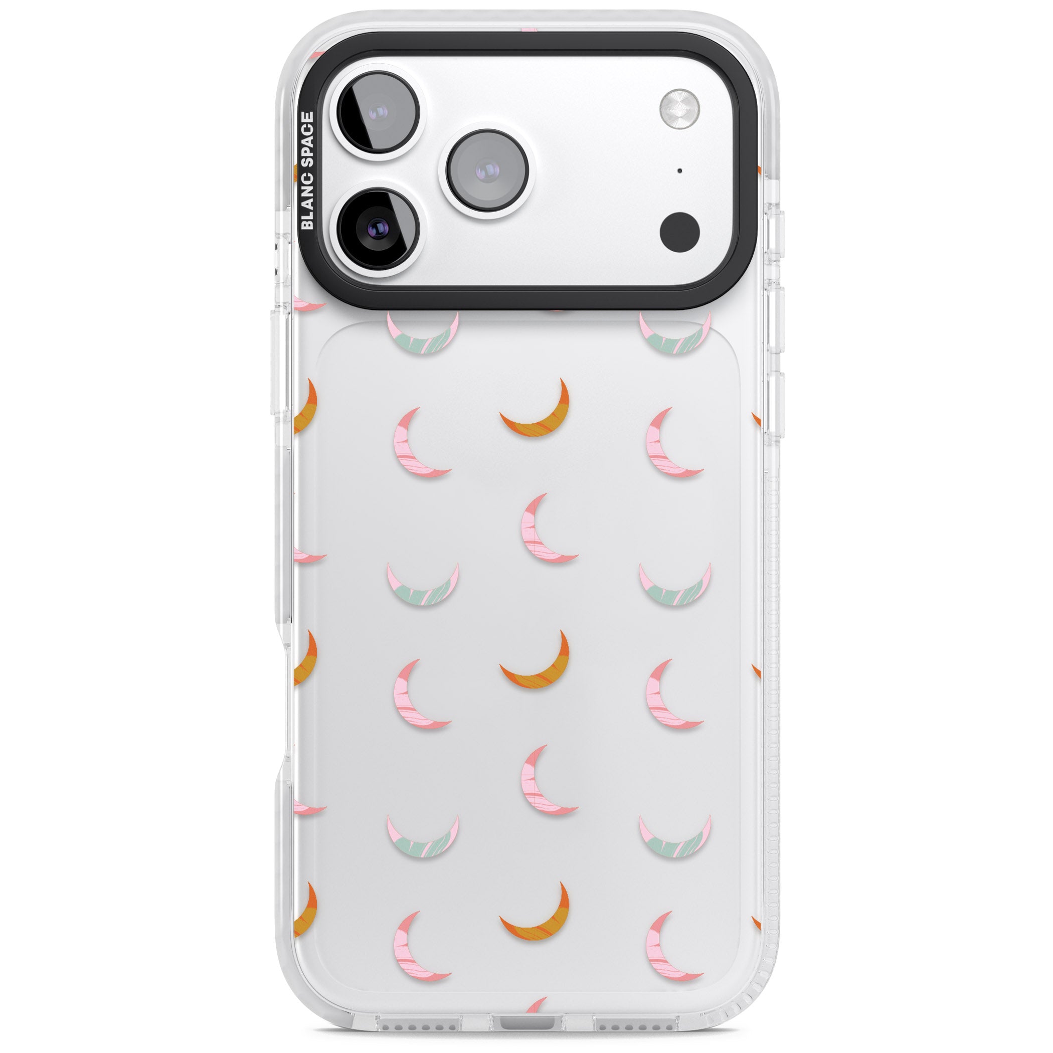 Colourful Crescent Moons iPhone 17 Pro Max Impact Clear Phone Case