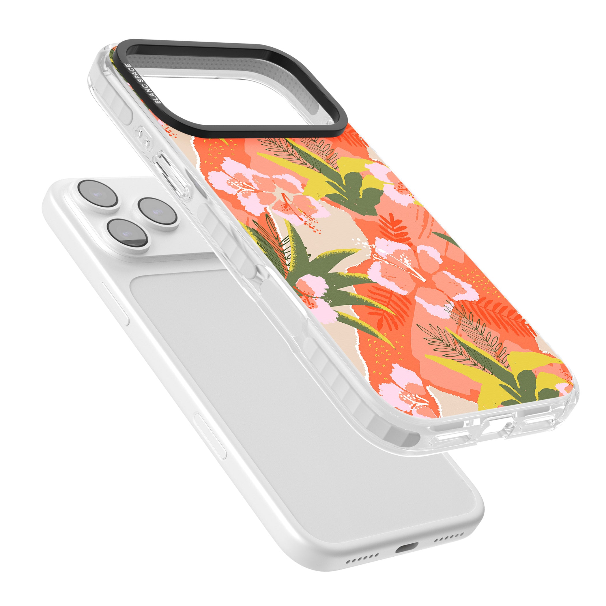 Hawaiian Flowers Abstract Pattern iPhone 17 Pro Max Impact Pro Clear Phone Case Colours