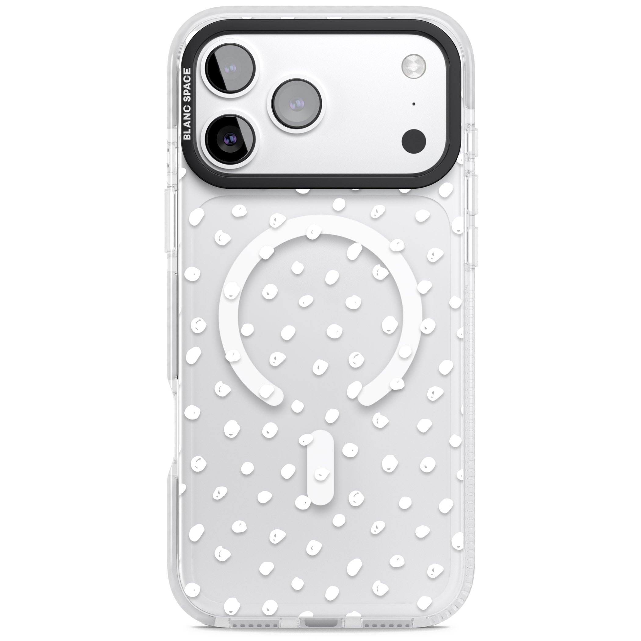 Messy White Dot Pattern iPhone 17 Pro Max Impact Pro Clear Phone Case
