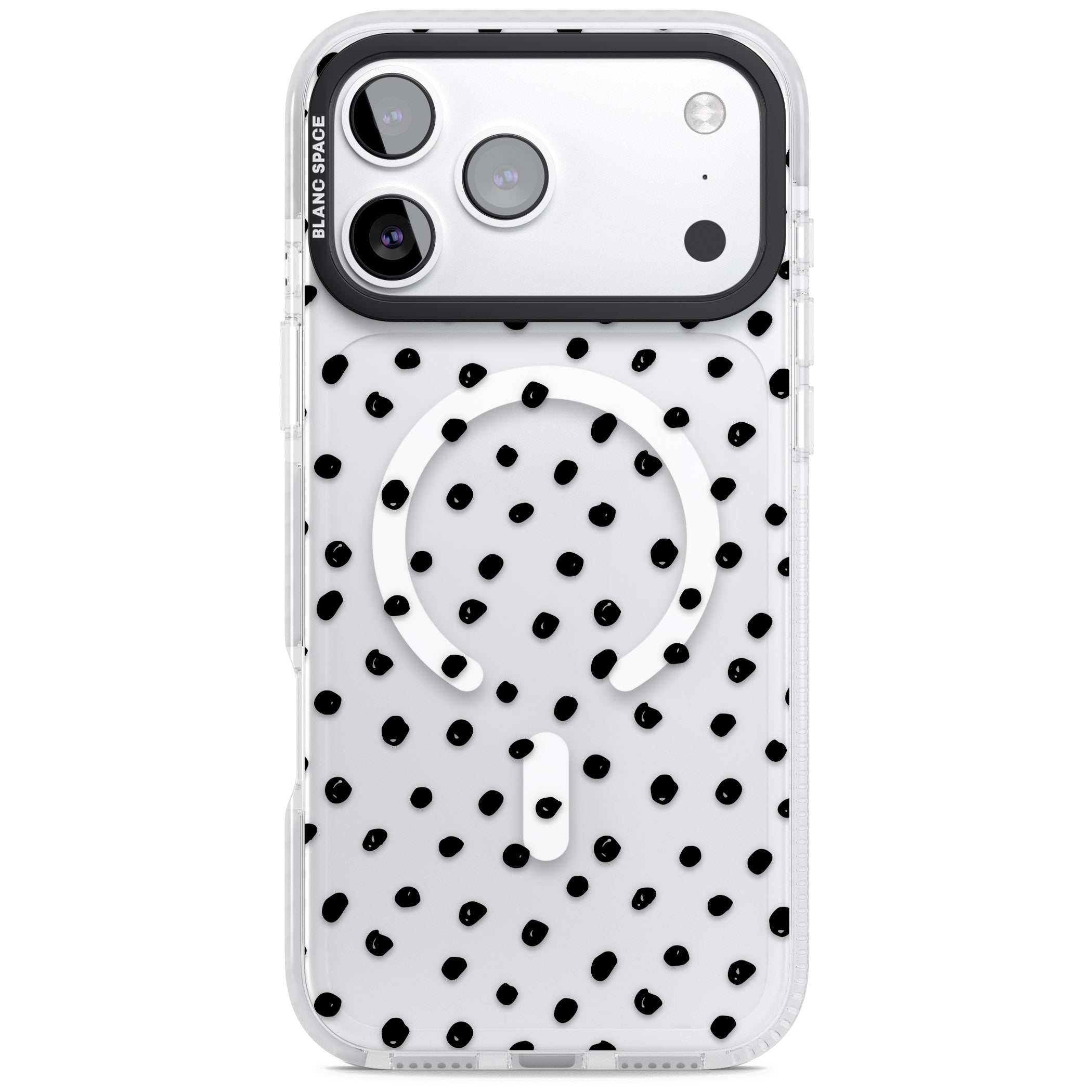 Messy Black Dot Pattern iPhone 17 Pro Max Impact Pro Clear Phone Case