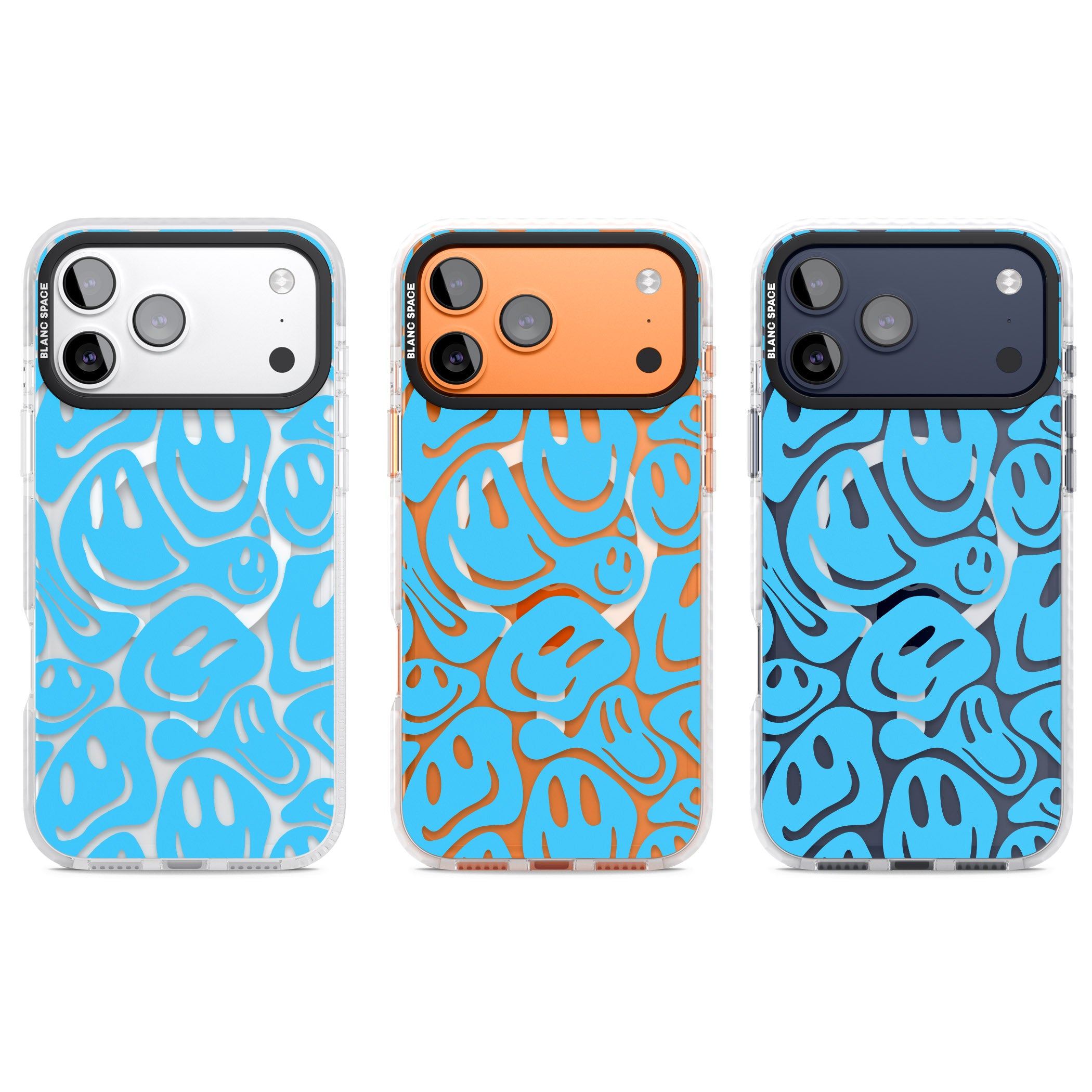 Blue Acid Faces iPhone 17 Pro Impact Pro Clear Phone Case APT Impact Protection