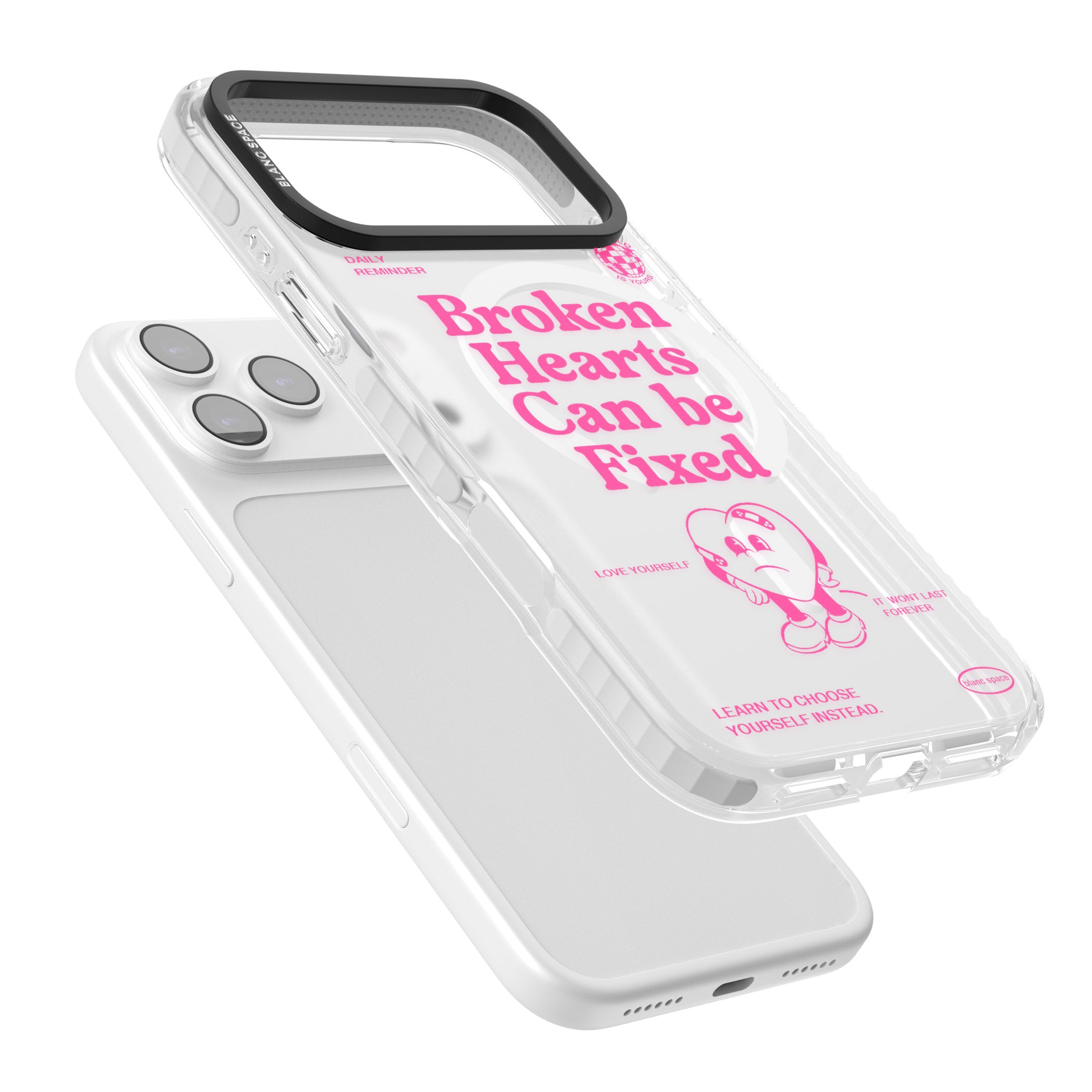 Broken Hearts Can Be Fixed iPhone 17 Pro Max Impact Pro Clear Phone Case Colours