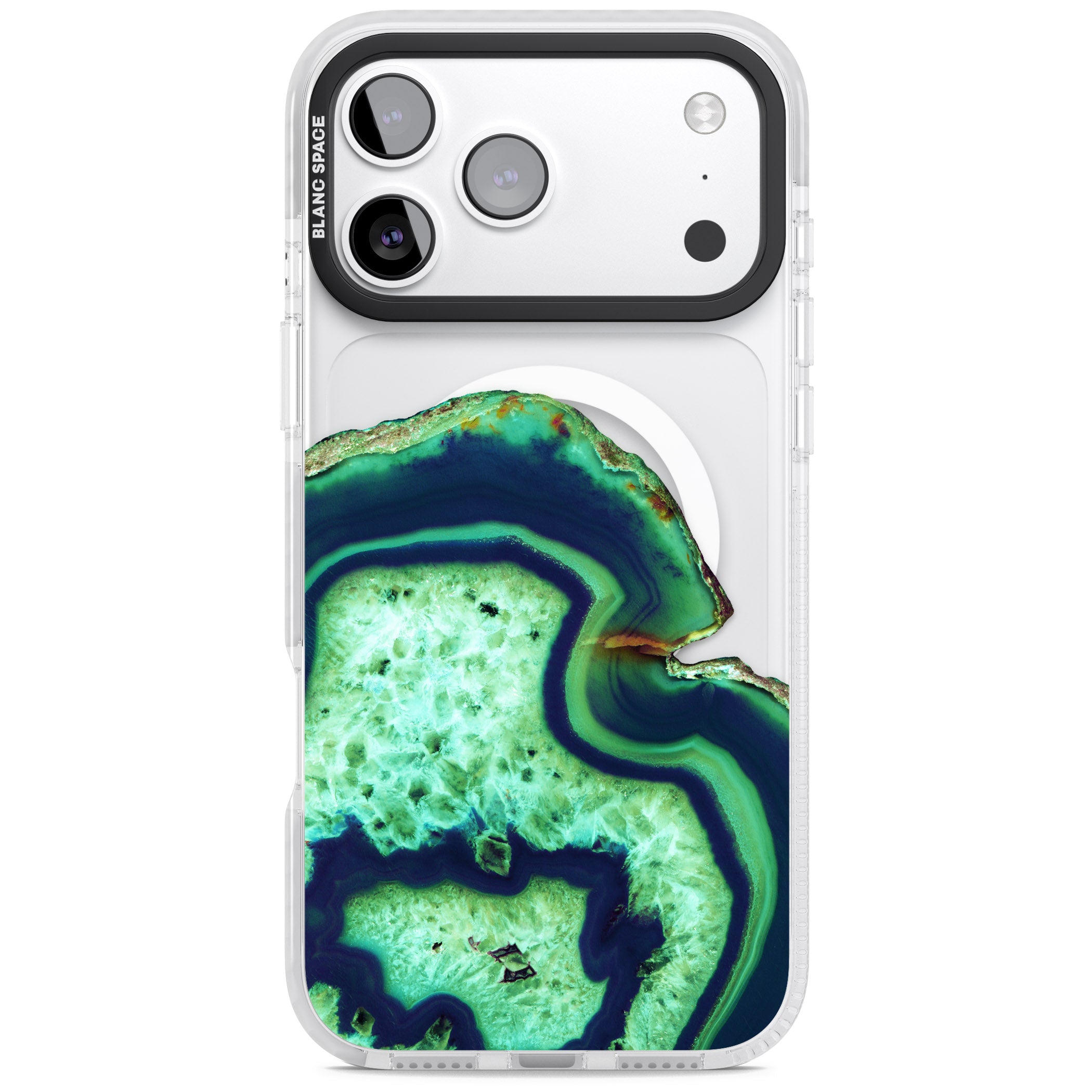 Emerald Agate Slice iPhone 17 Pro Max Impact Pro Clear Phone Case