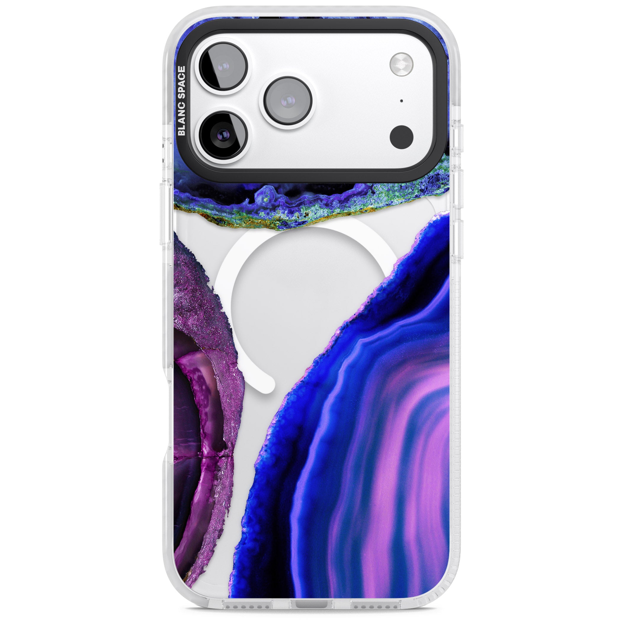 Violet Agate Slice iPhone 17 Pro Max Impact Pro Clear Phone Case