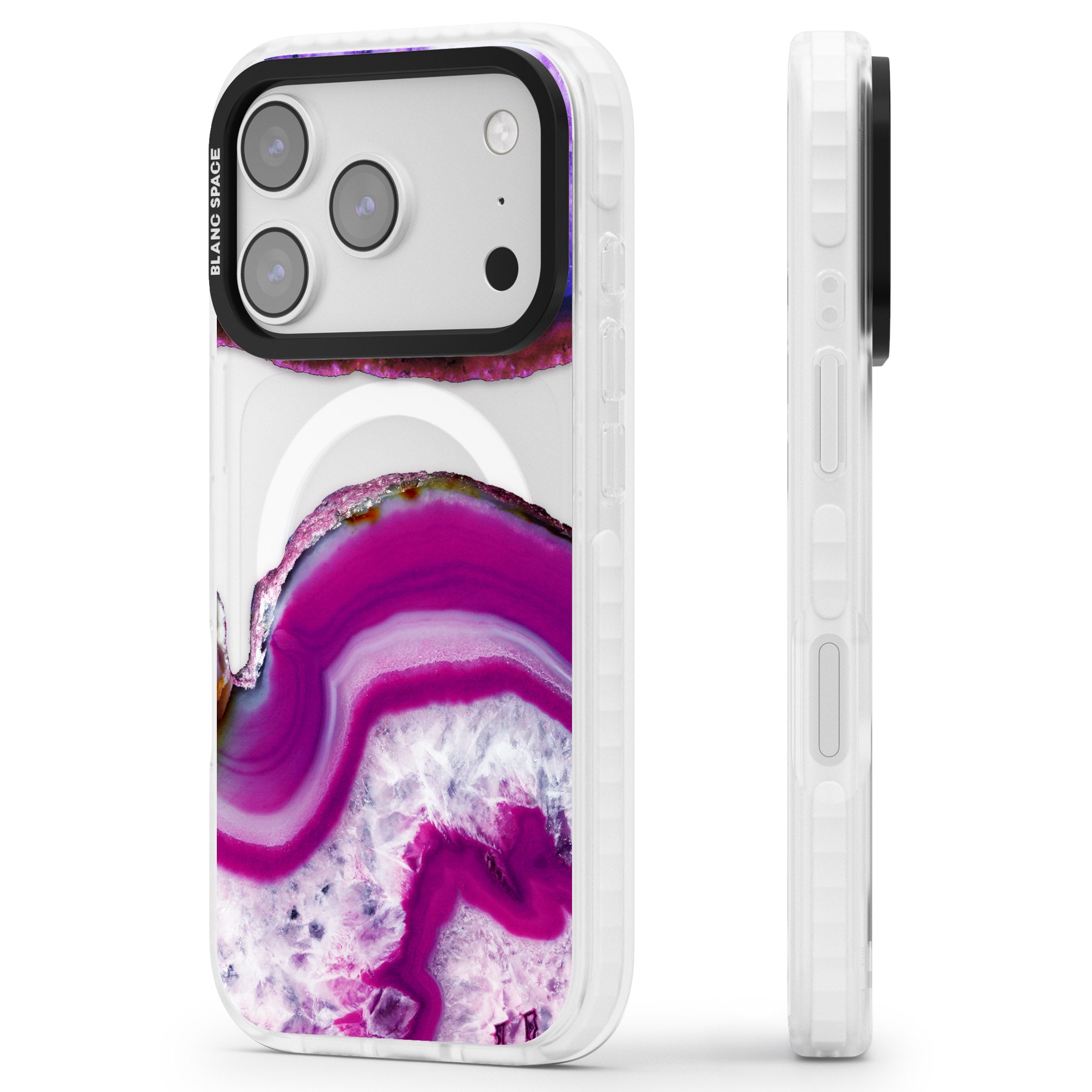 Amethyst Crystal Slice iPhone 17 Pro Max Impact Pro Clear Phone Case Side Profile