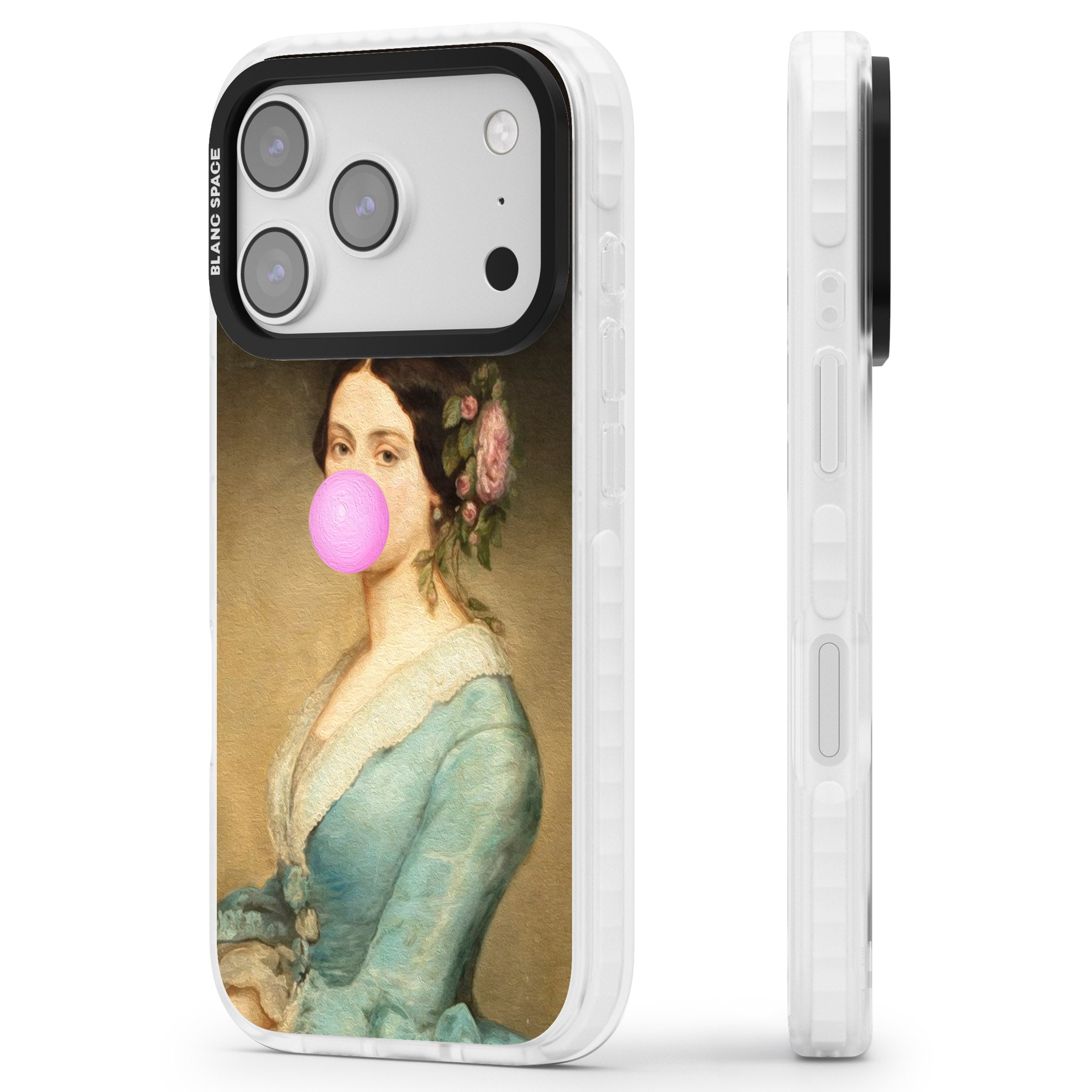 Bubblegum Renaissance iPhone 17 Pro Max Impact Pro Clear Phone Case Side Profile