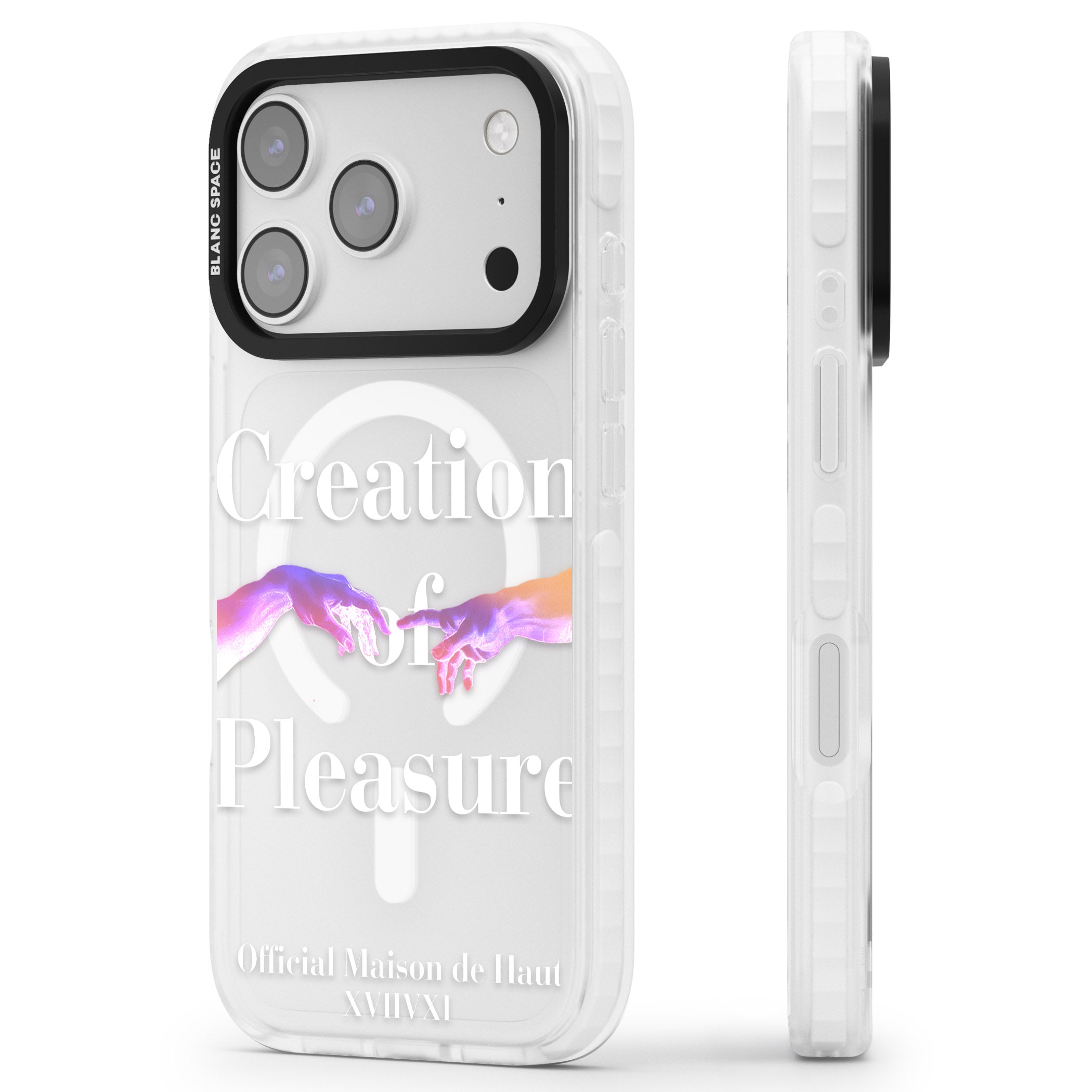 Creation Of Pleasure iPhone 17 Pro Max Impact Pro Clear Phone Case Side Profile