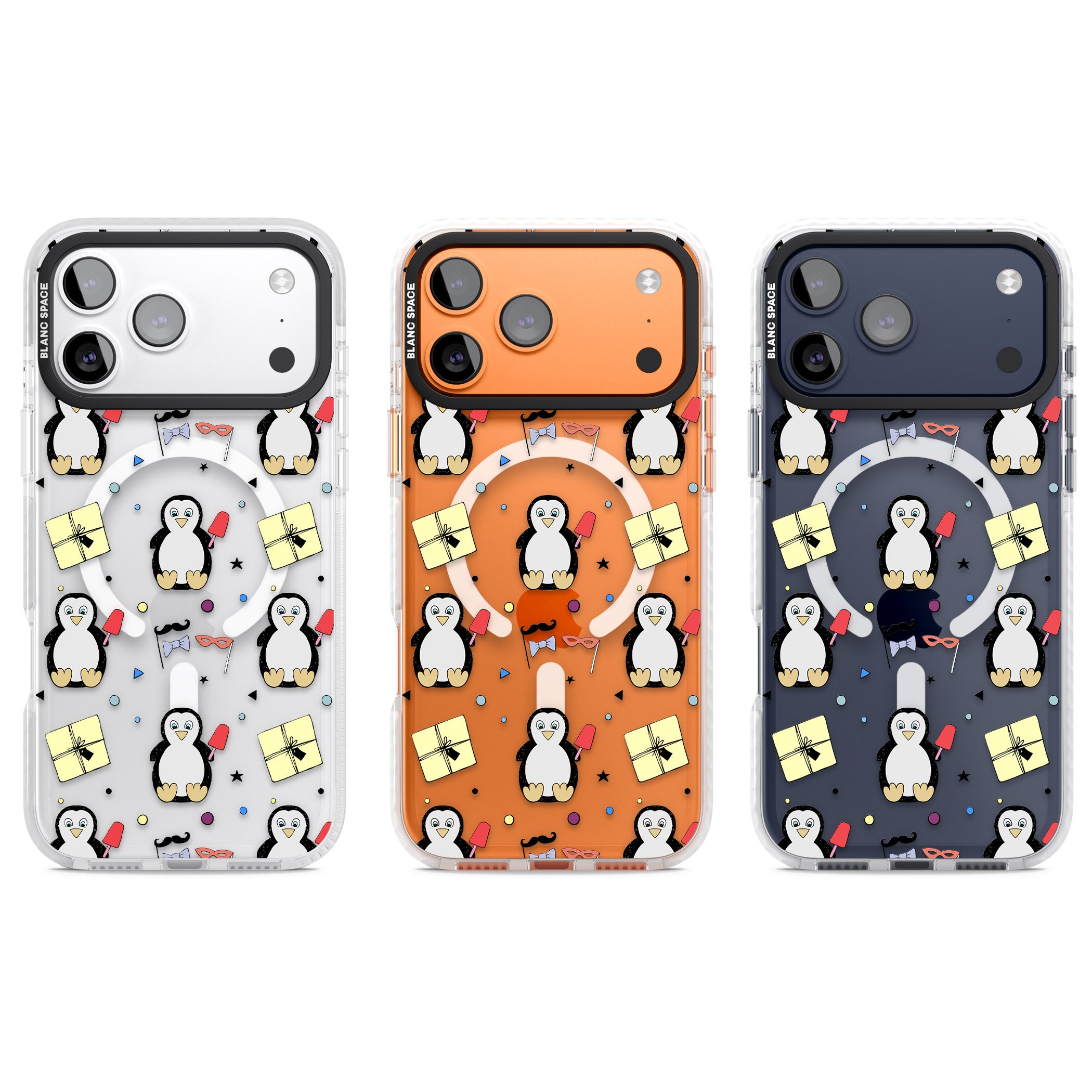Cute Penguin Pattern Clear iPhone 17 Pro Impact Pro Clear Phone Case APT Impact Protection