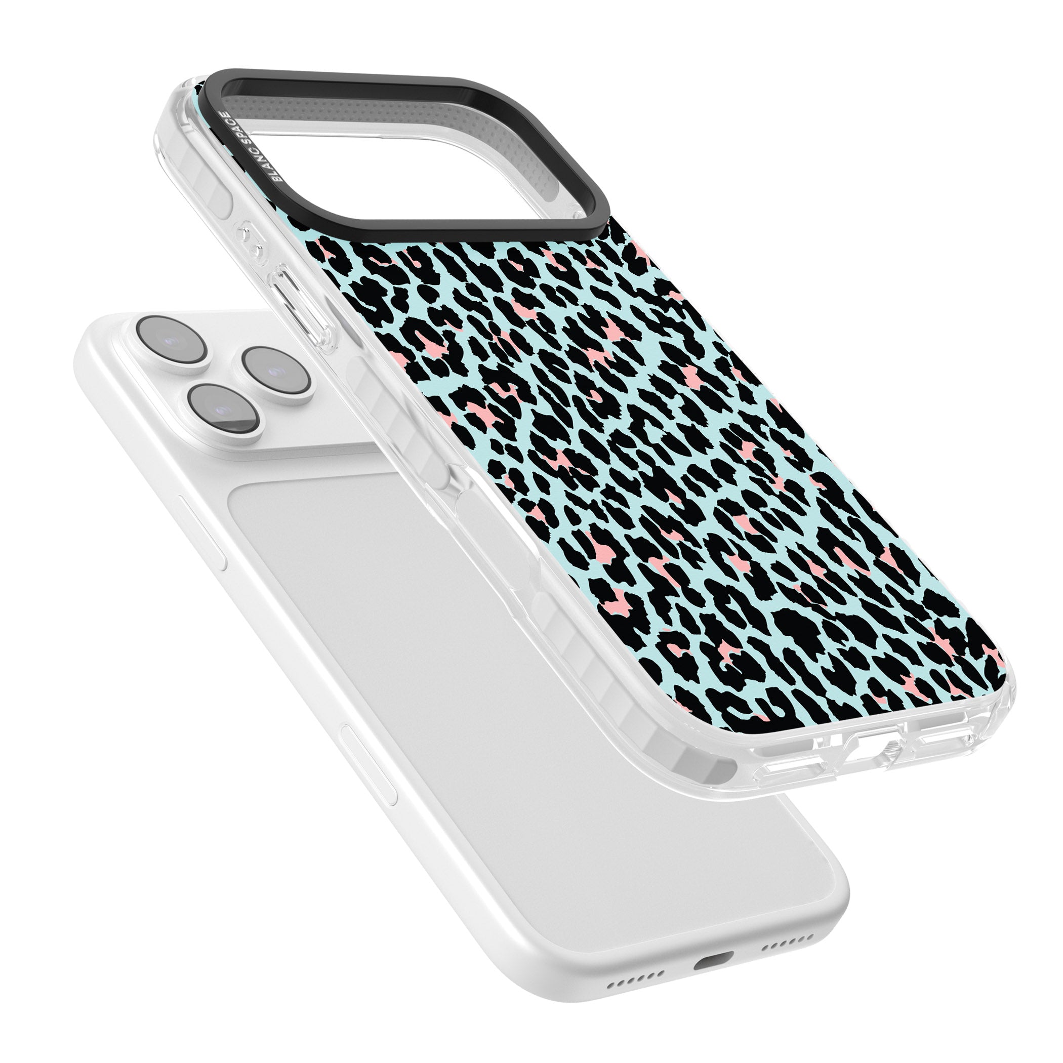 Pastel Blue & Pink Leopard Print iPhone 17 Pro Max Impact Pro Clear Phone Case Colours