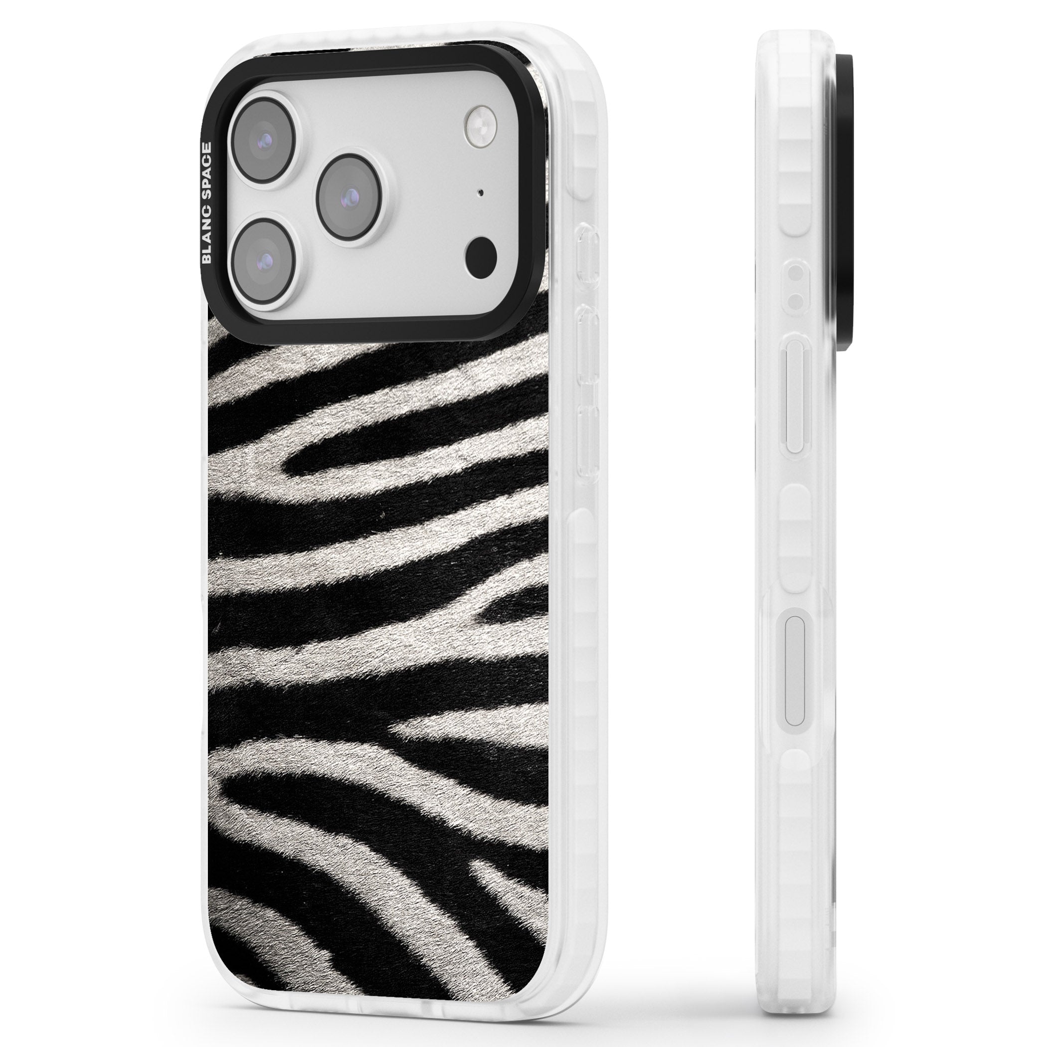 Zebra Print iPhone 17 Pro Max Impact Pro Clear Phone Case Side Profile