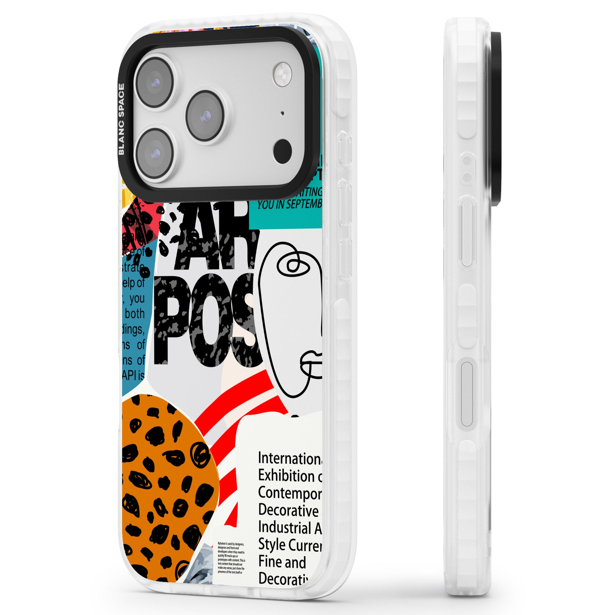 Abstract Art Poster iPhone 17 Pro Max Impact Pro Clear Phone Case Side Profile