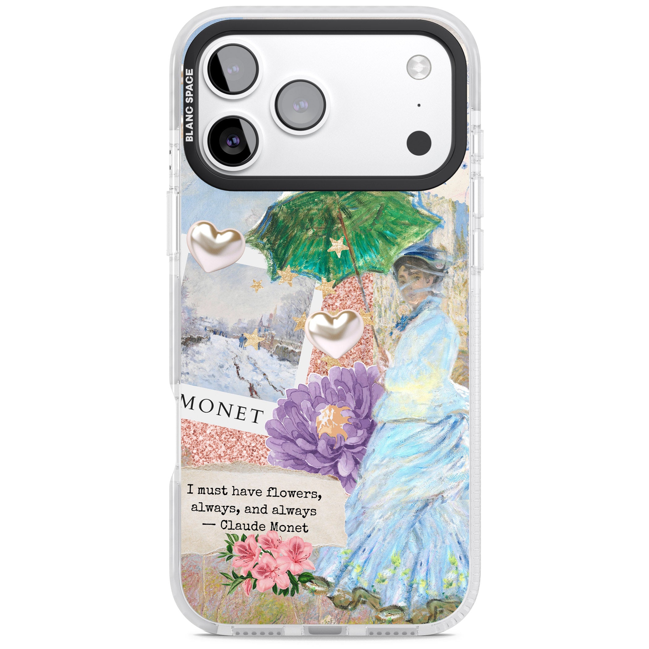 Monet 'Must Have Flowers' Collage iPhone 17 Pro Max Impact Pro Clear Phone Case
