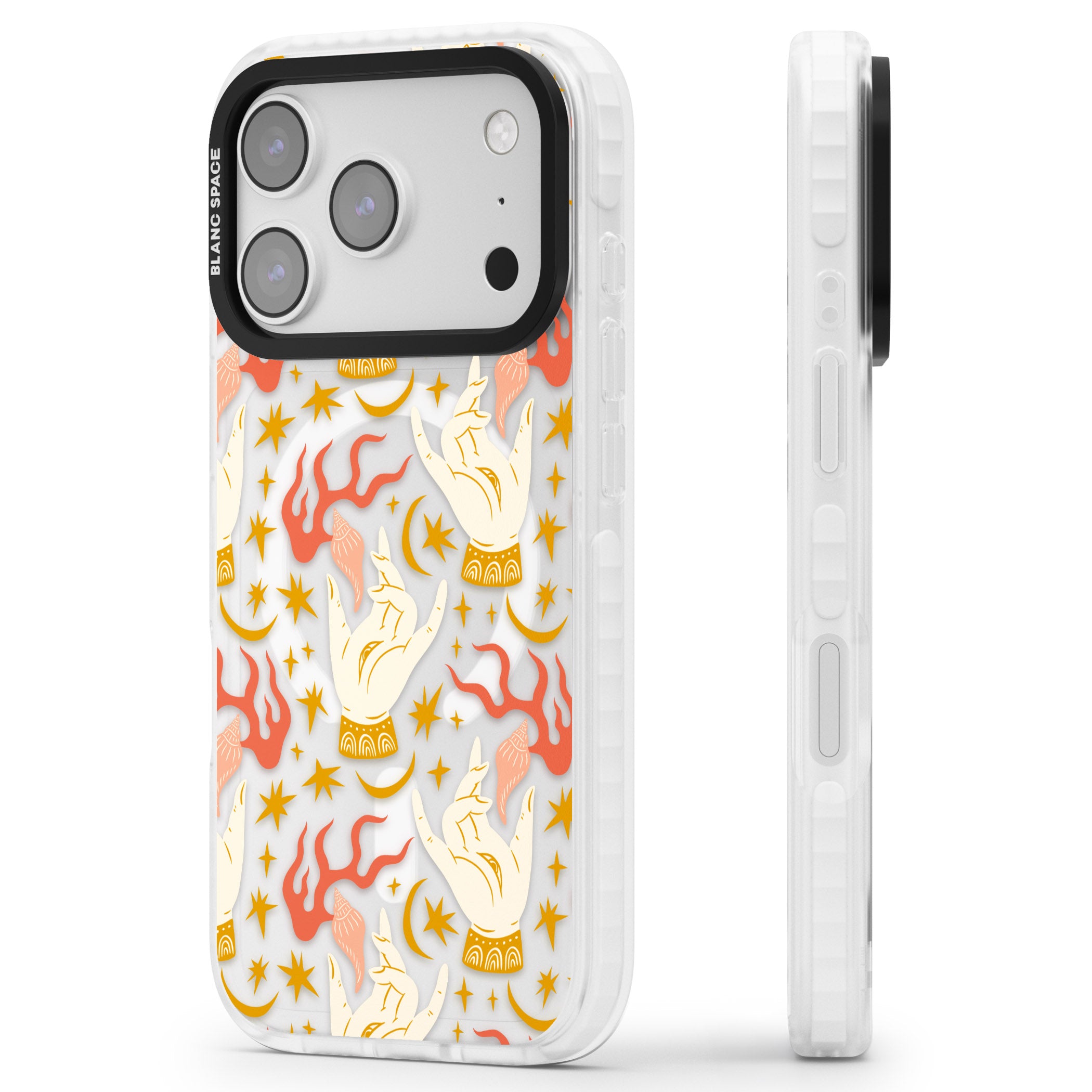 Hand Watcher Pattern iPhone 17 Pro Max Impact Pro Clear Phone Case Side Profile