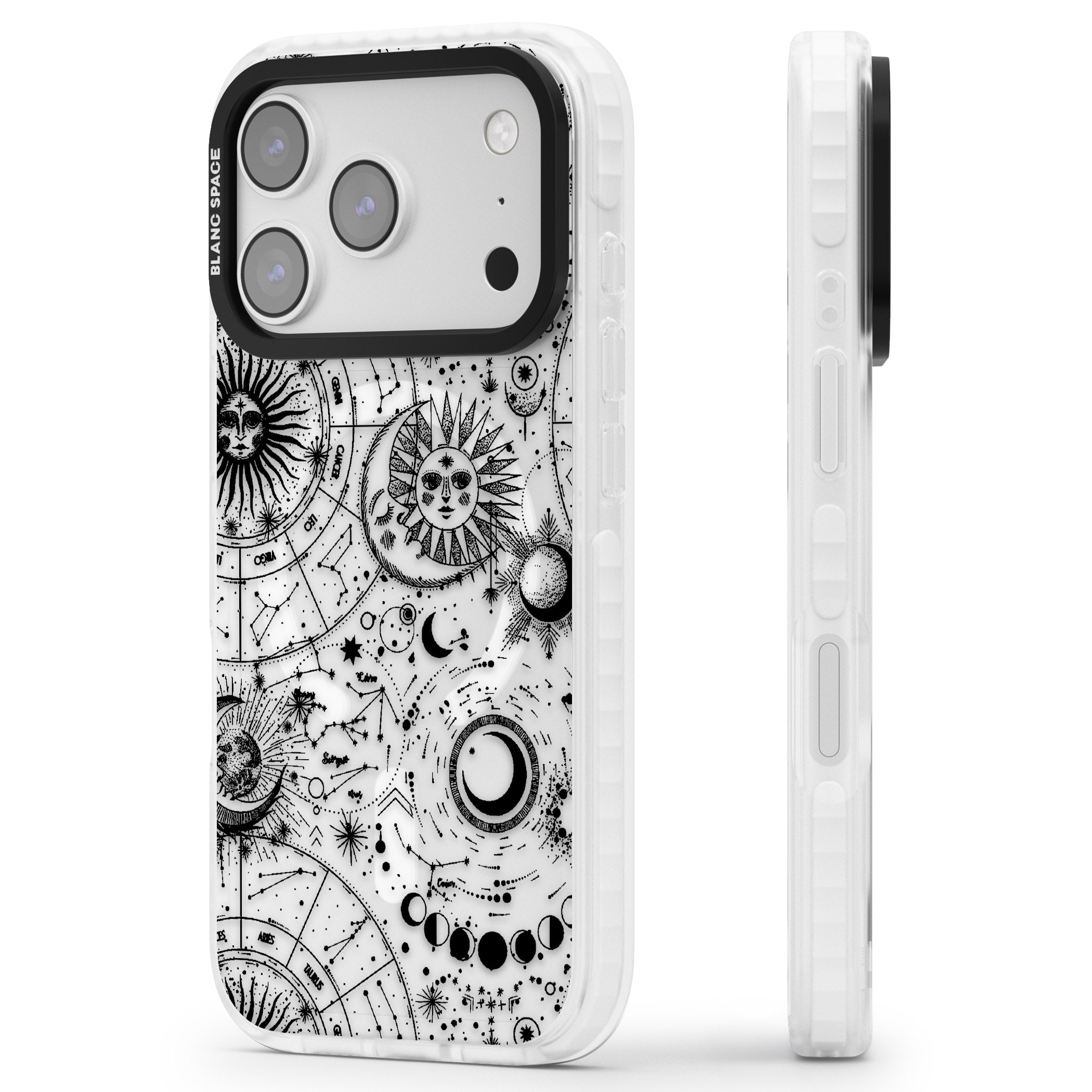Celestial Zodiac iPhone 17 Pro Max Impact Pro Clear Phone Case Side Profile