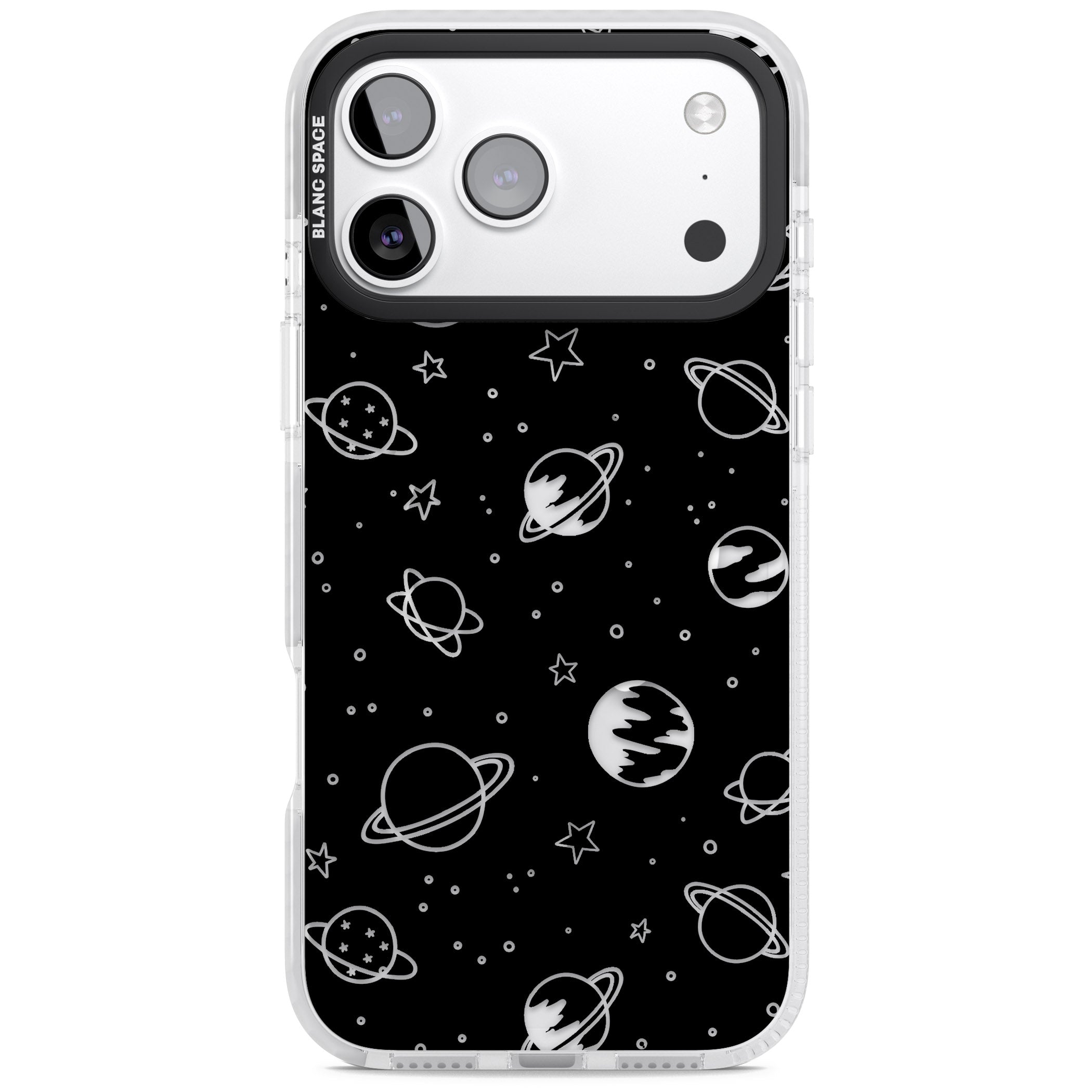 Cosmic Sketch Clear Black iPhone 17 Pro Max Impact Pro Clear Phone Case
