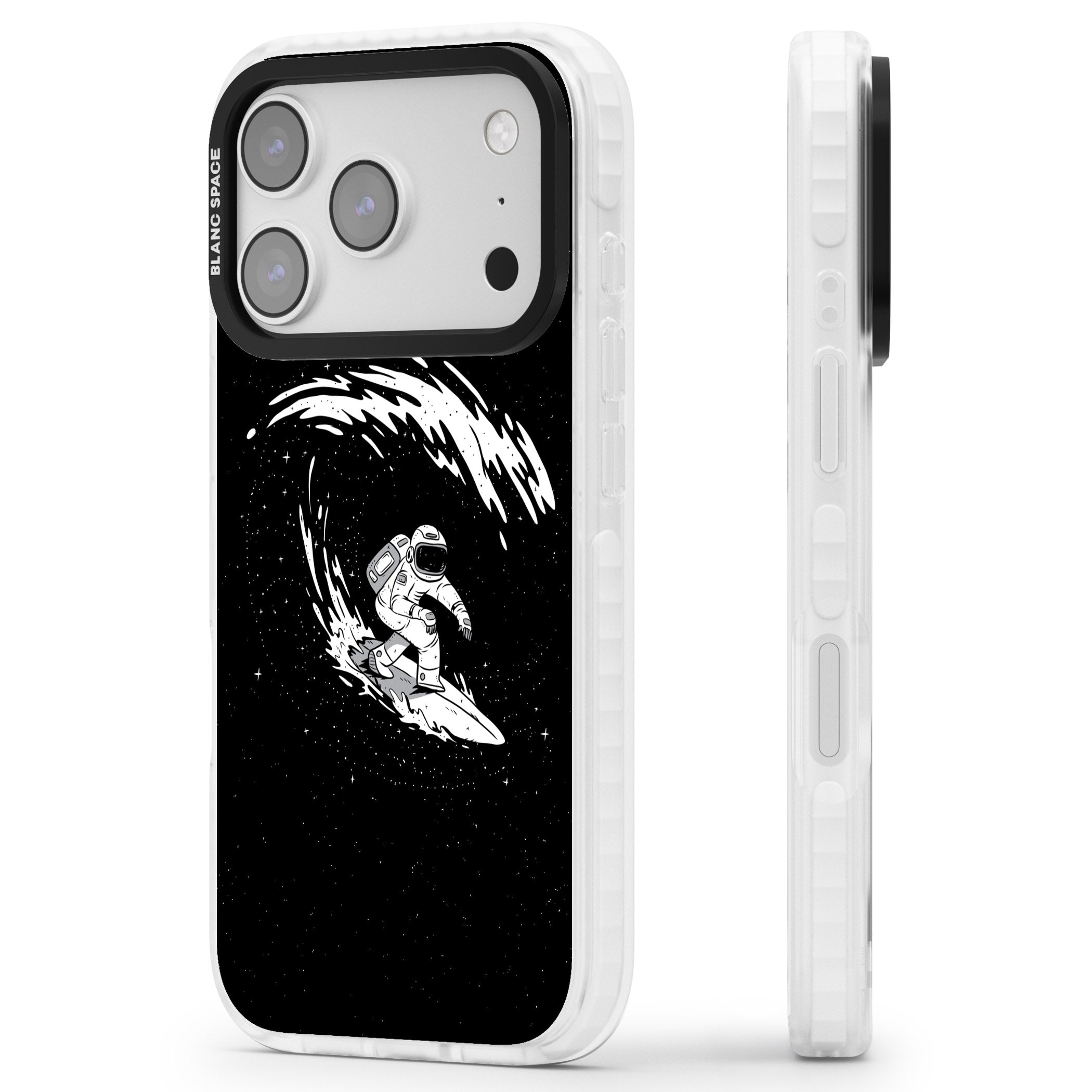 Cosmic Surf iPhone 17 Pro Max Impact Pro Clear Phone Case Side Profile